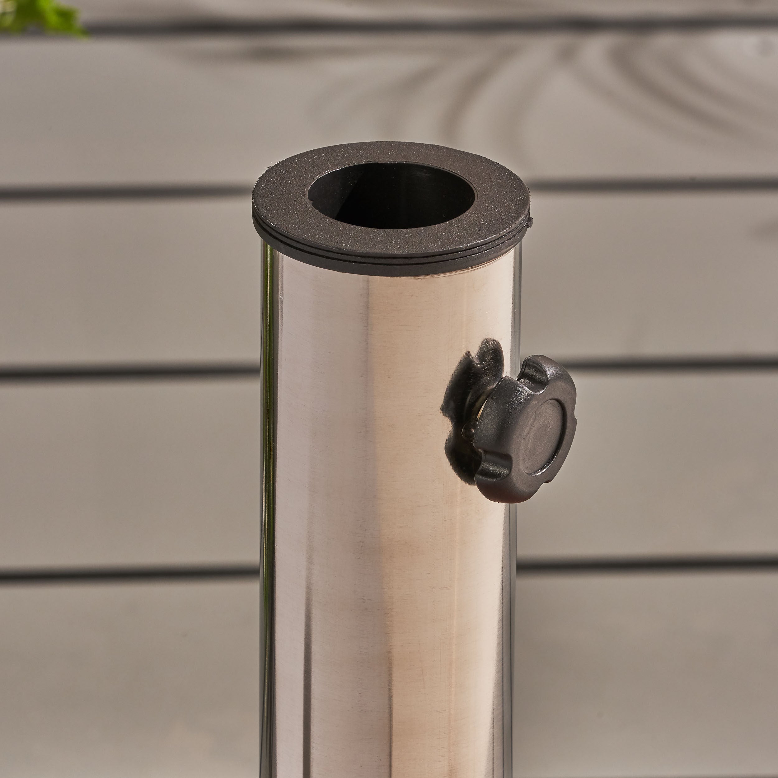 Prehnite Outdoor Round Umbrella Base with Casters and Stainless Steel Holder