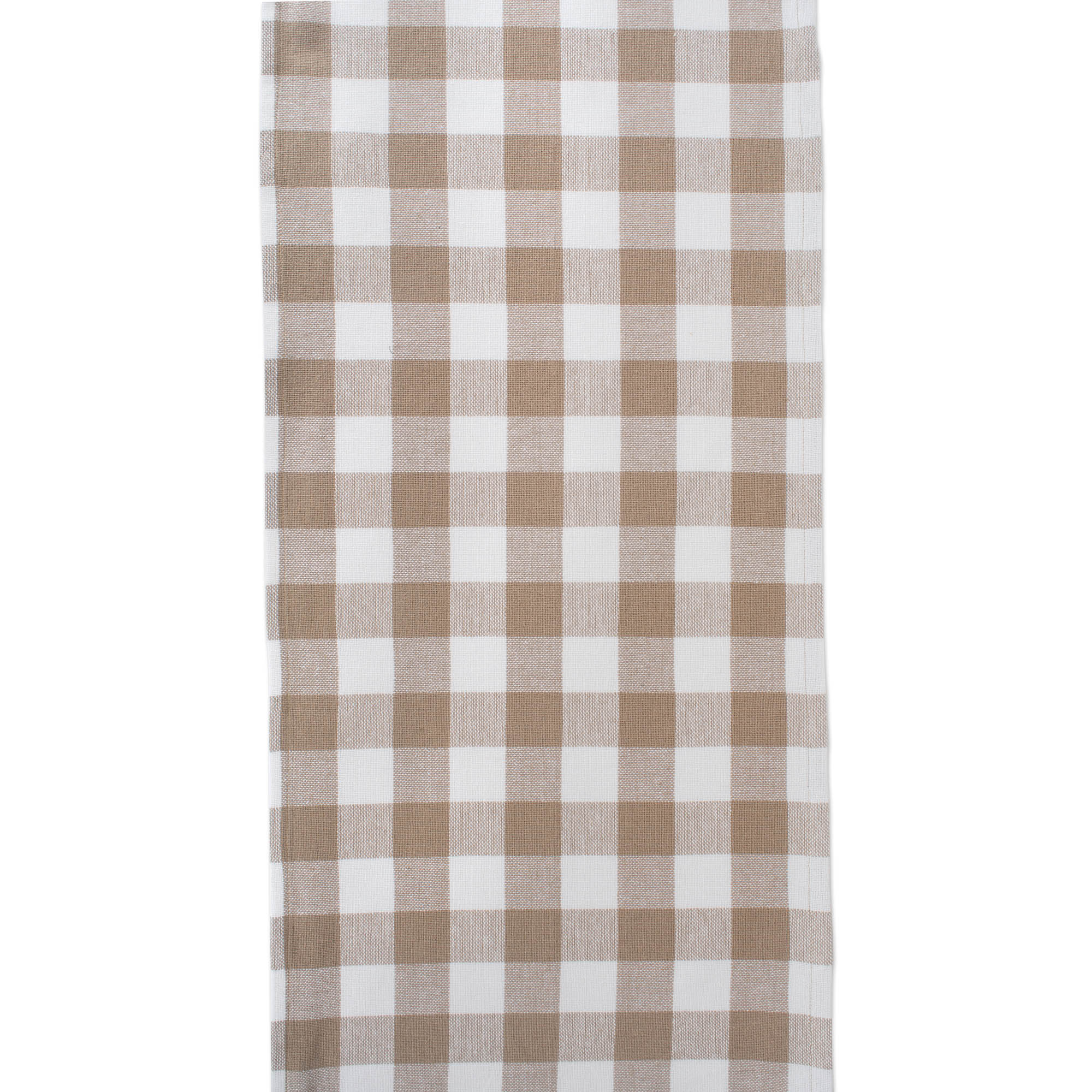 Stone Heavyweight Check Fringed Table Runner