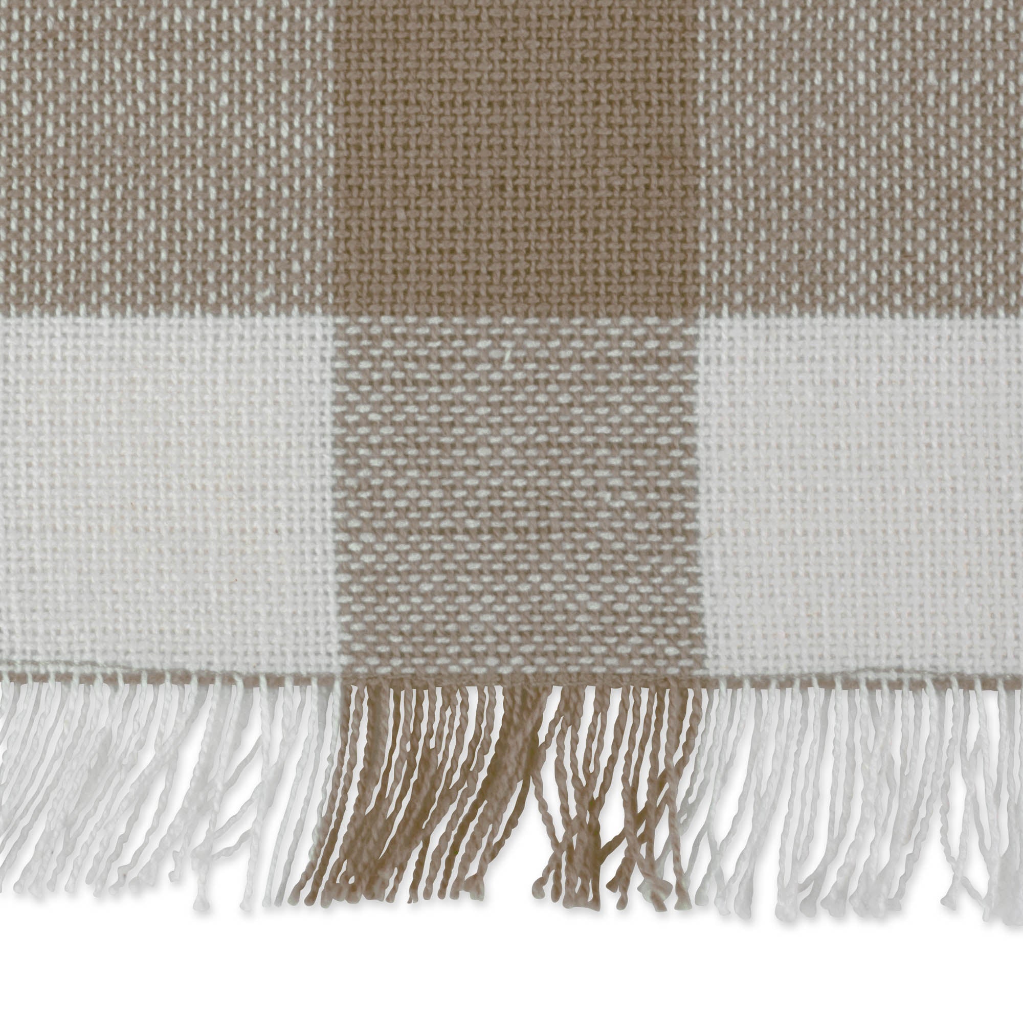 Stone Heavyweight Check Fringed Table Runner