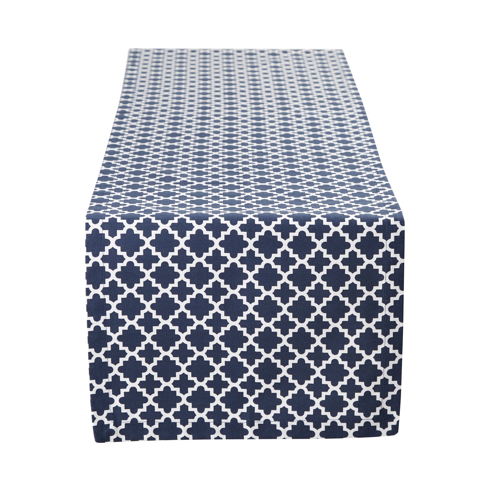 DII Nautical Blue Lattice Print Cotton Table Runner, 14" x 72"