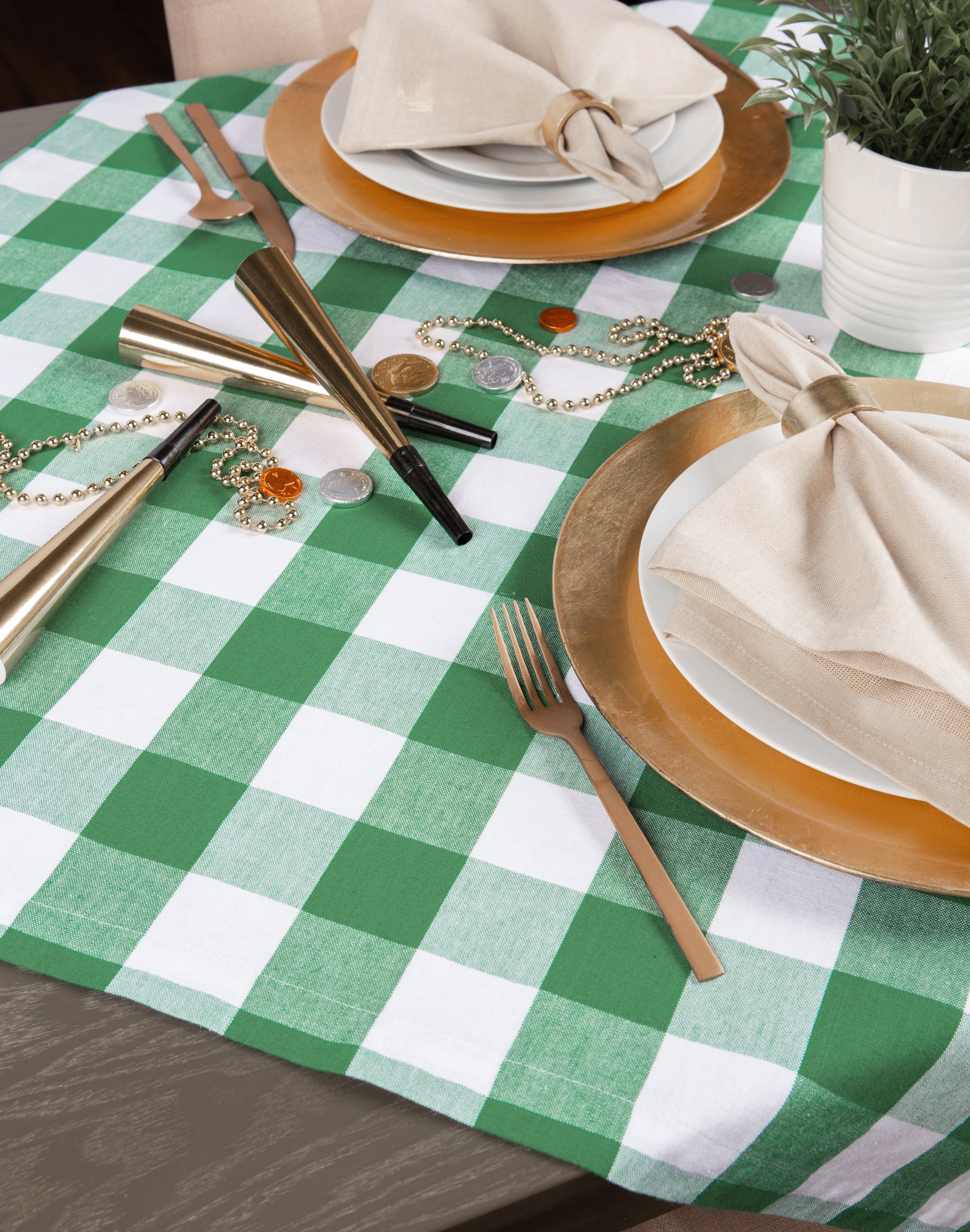 Shamrock Green Buffalo Check Tablecloth