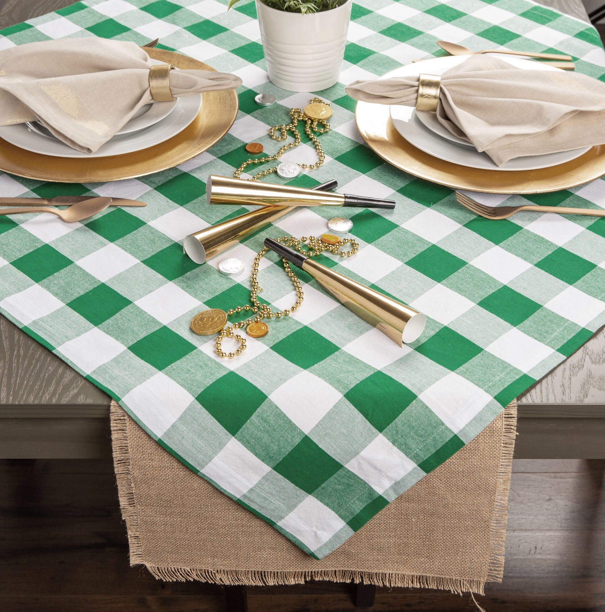Shamrock Green Buffalo Check Tablecloth