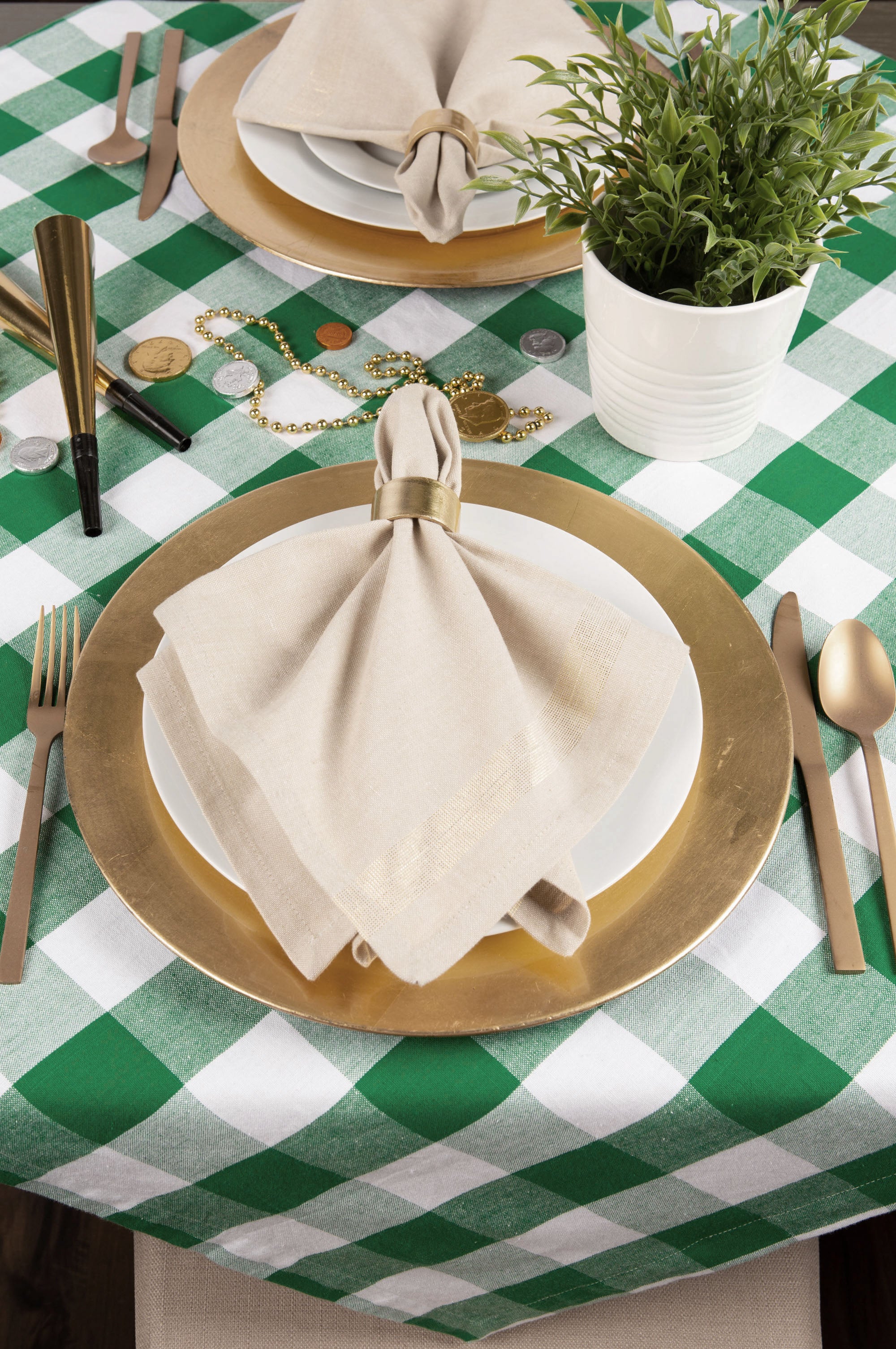 Shamrock Green Buffalo Check Tablecloth