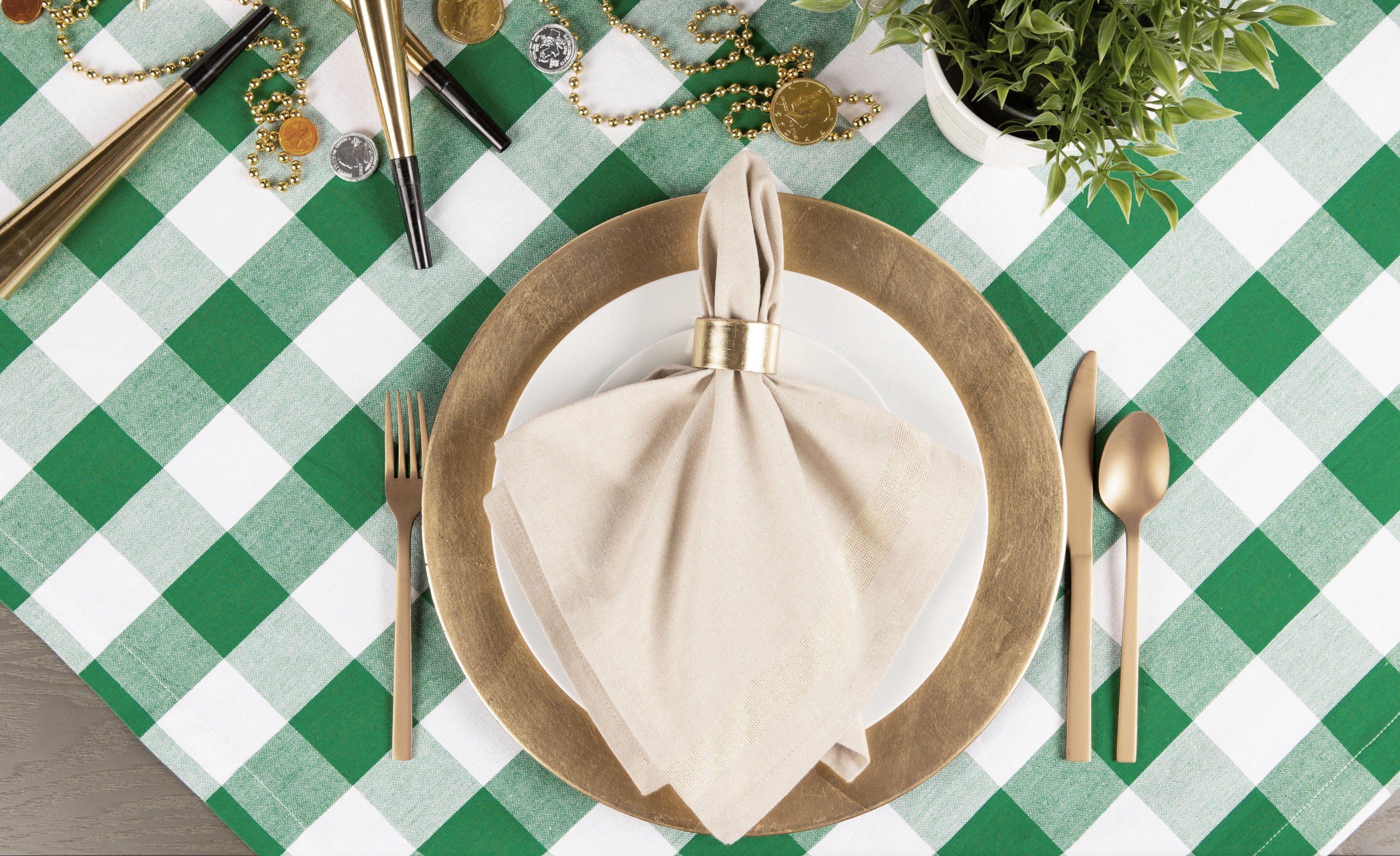 Shamrock Green Buffalo Check Tablecloth