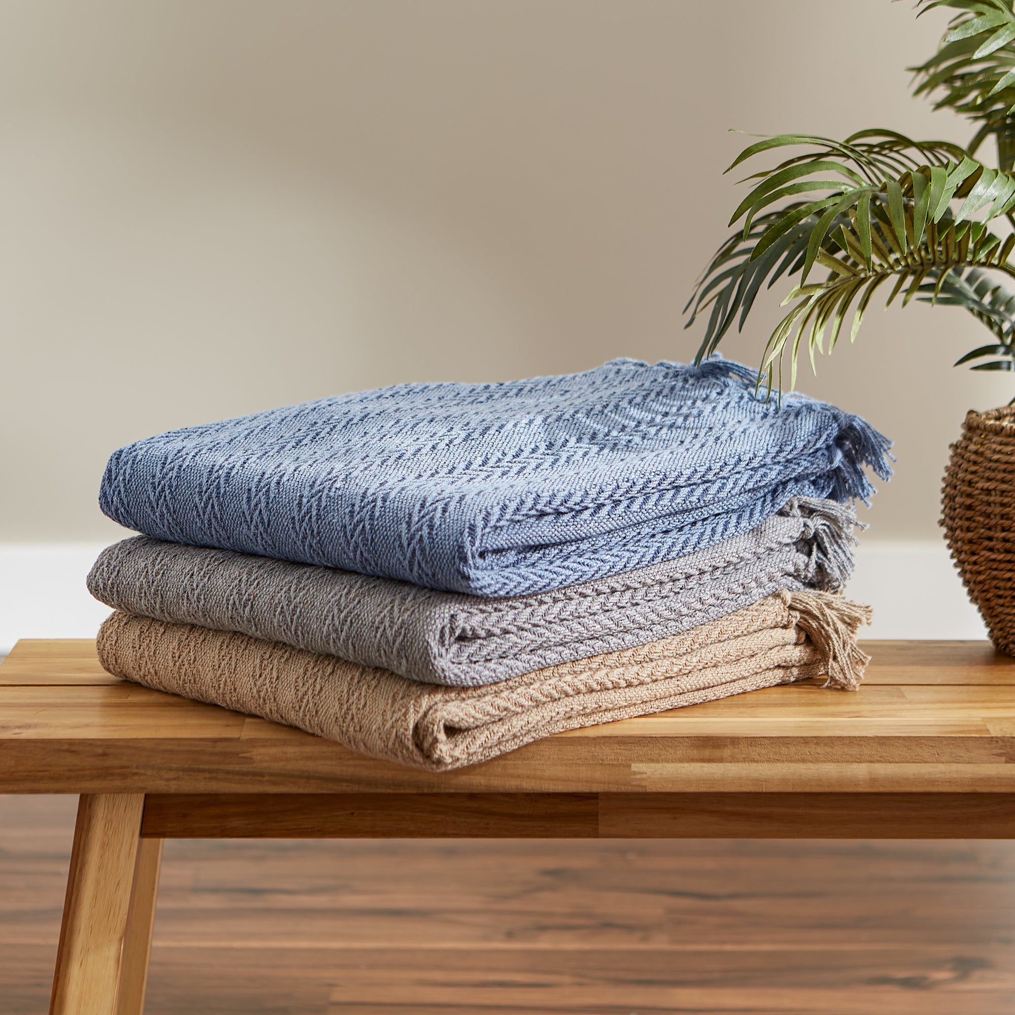 French Blue Tonal Textured Throw