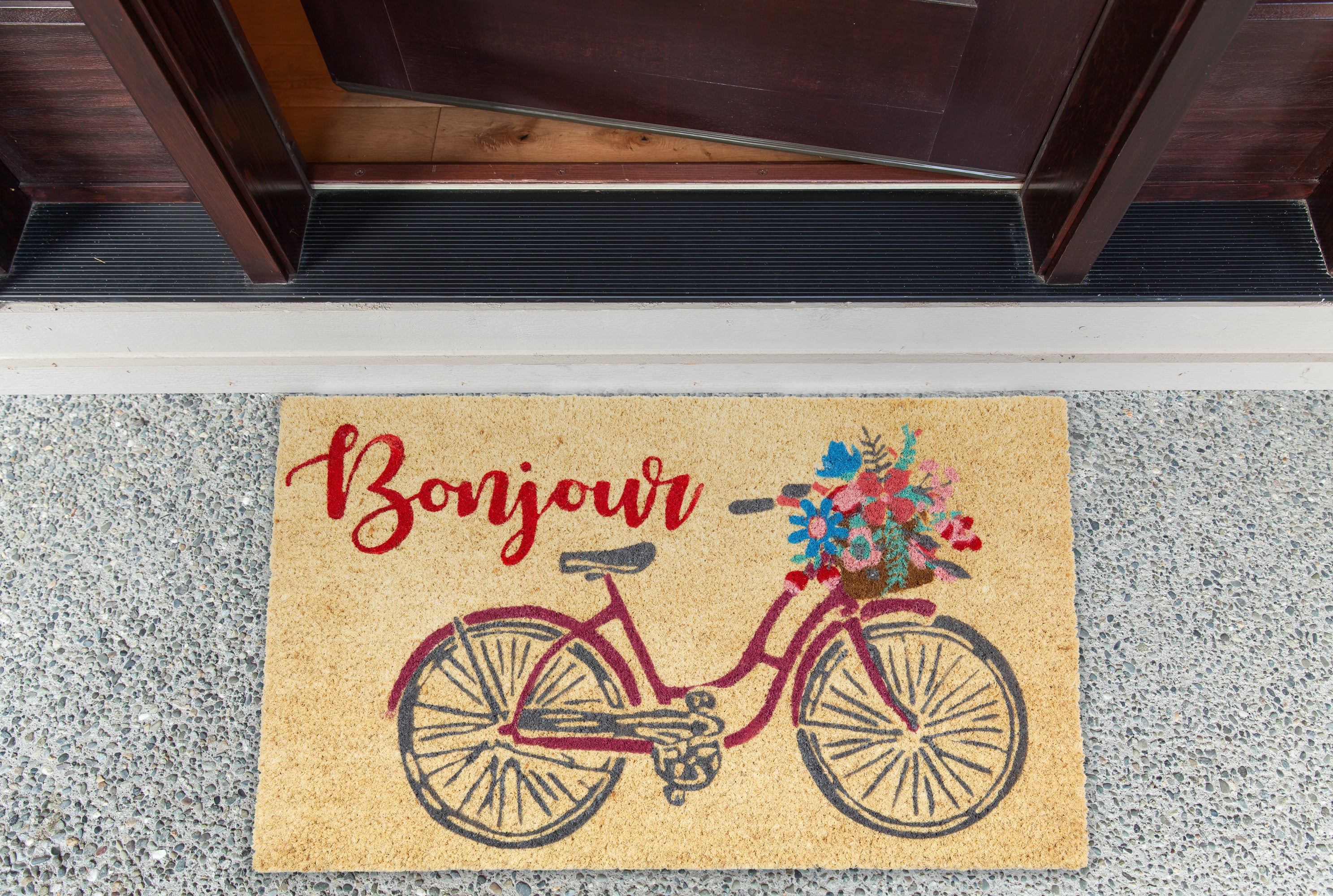 DII Bonjour Bike Doormat, Non-Slip PVC Backing