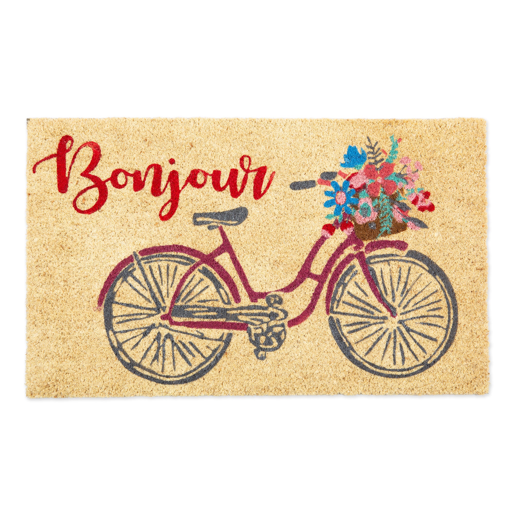 DII Bonjour Bike Doormat, Non-Slip PVC Backing