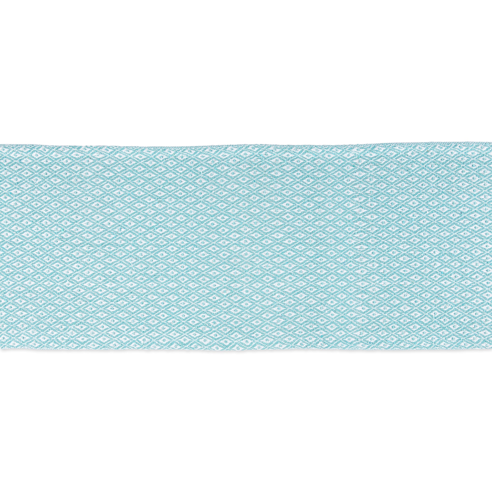 DII Aqua Mini Diamond Jacquard Fringe Cotton Table Runner, 15" x 72"