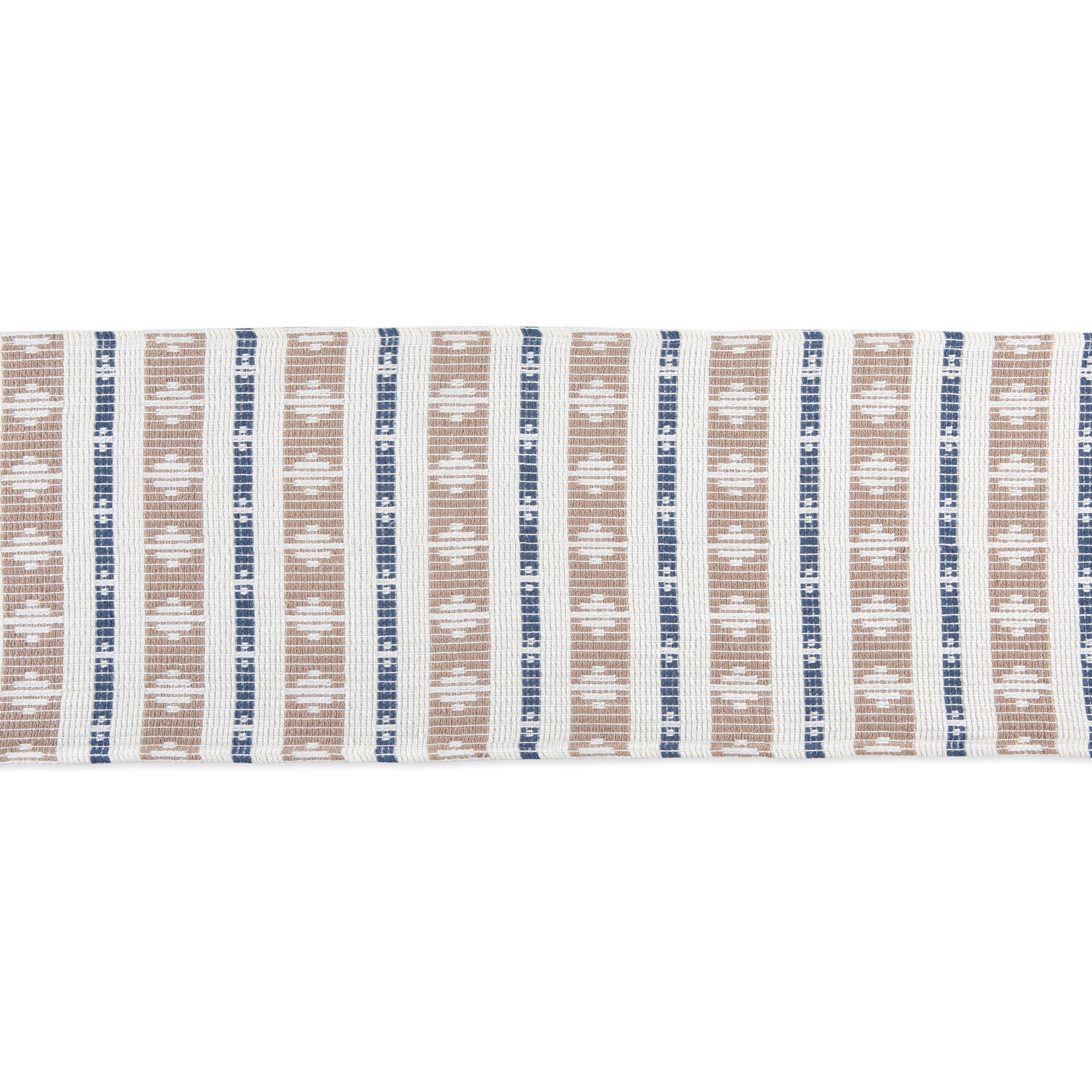 DII French Blue/Stone Colby Southwest Jacquard Fringe Cotton Table Runner, 15" x 72"