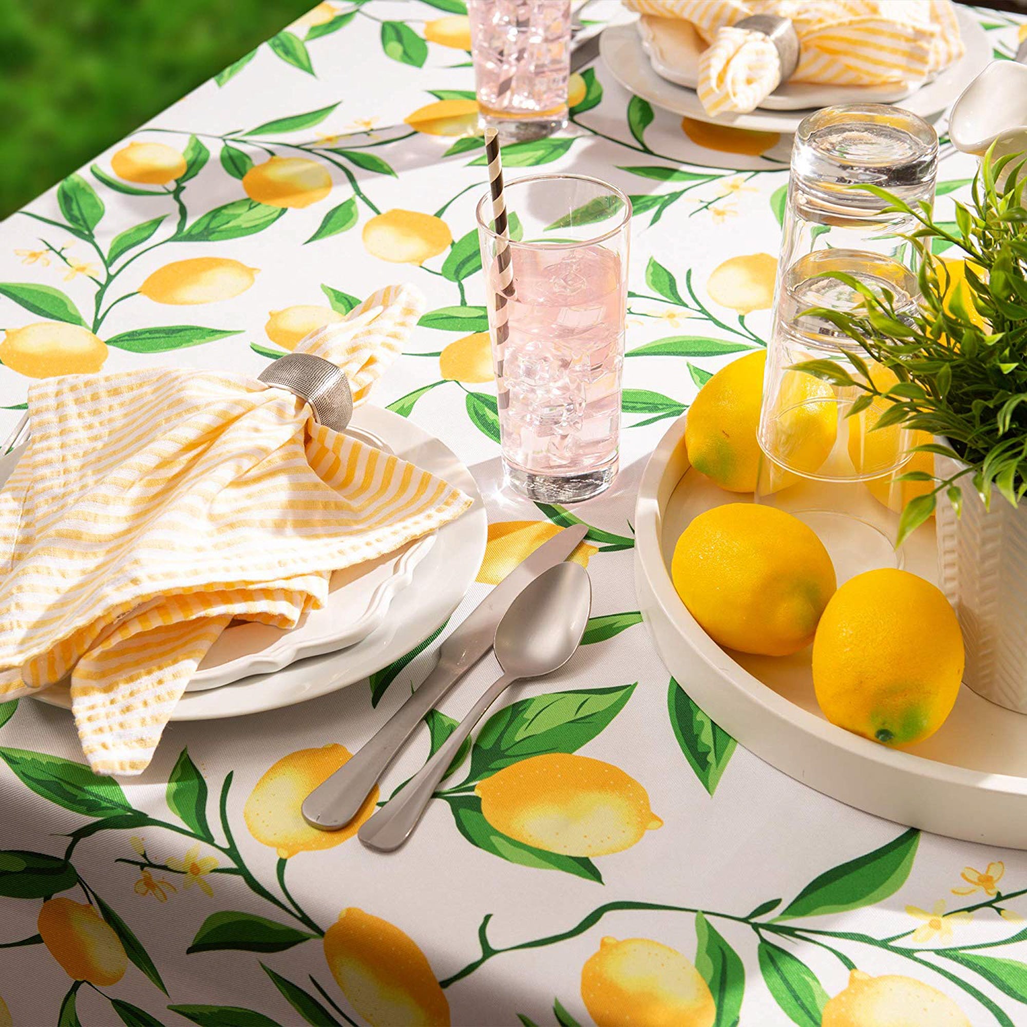 Lemon Bliss Print Outdoor Tablecloth