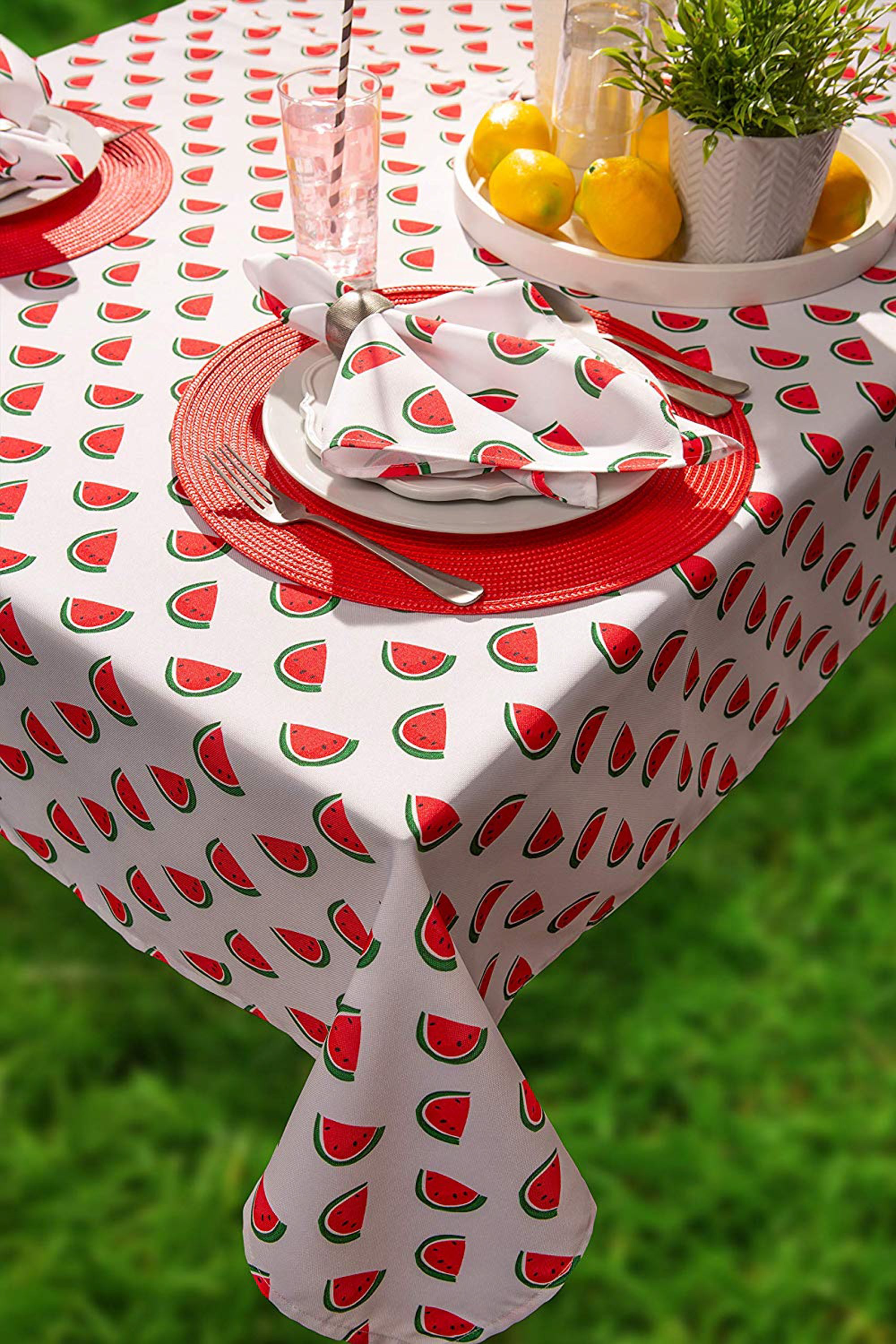 Watermelon Print Outdoor Tablecloth With Zipper