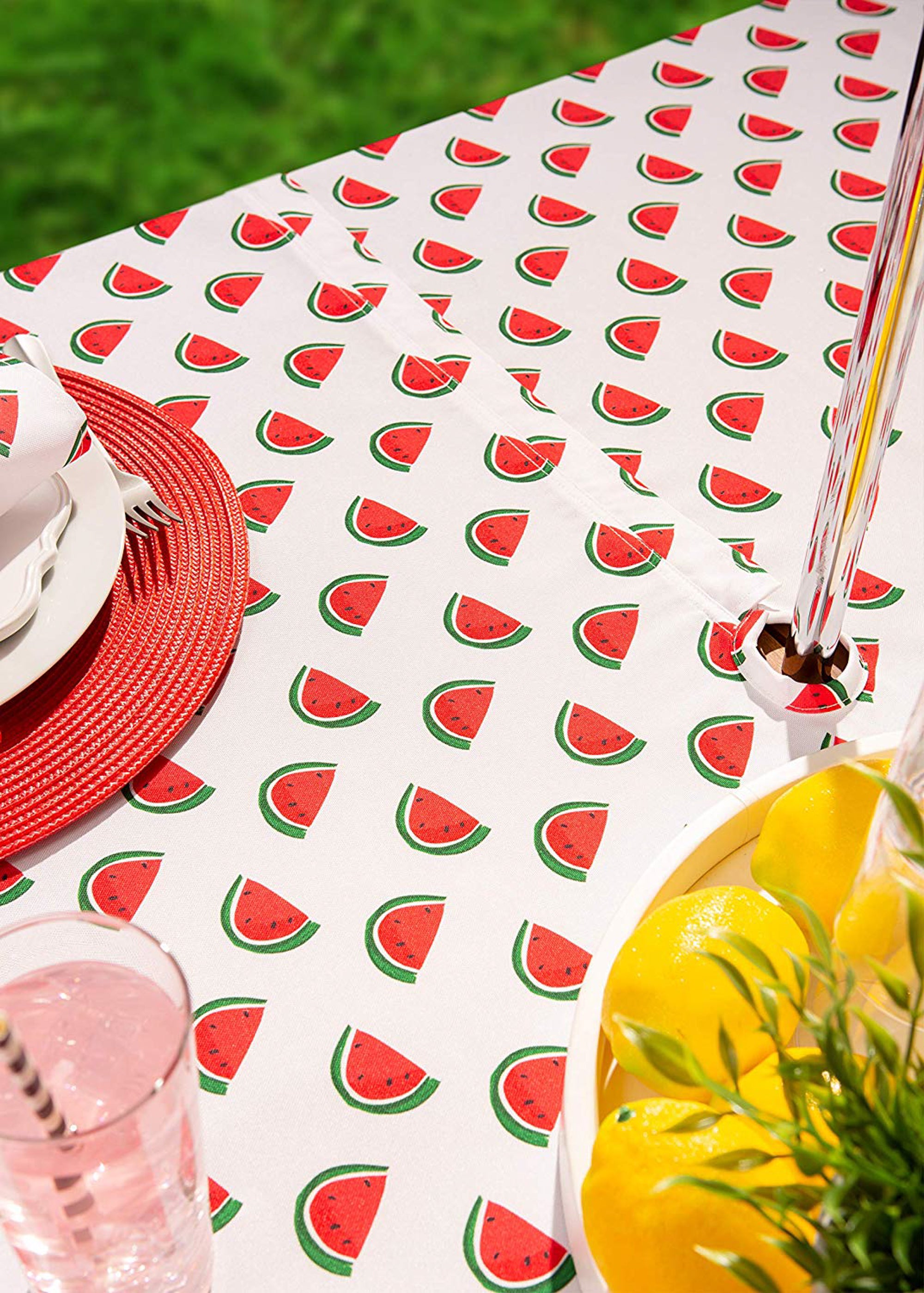 Watermelon Print Outdoor Tablecloth With Zipper
