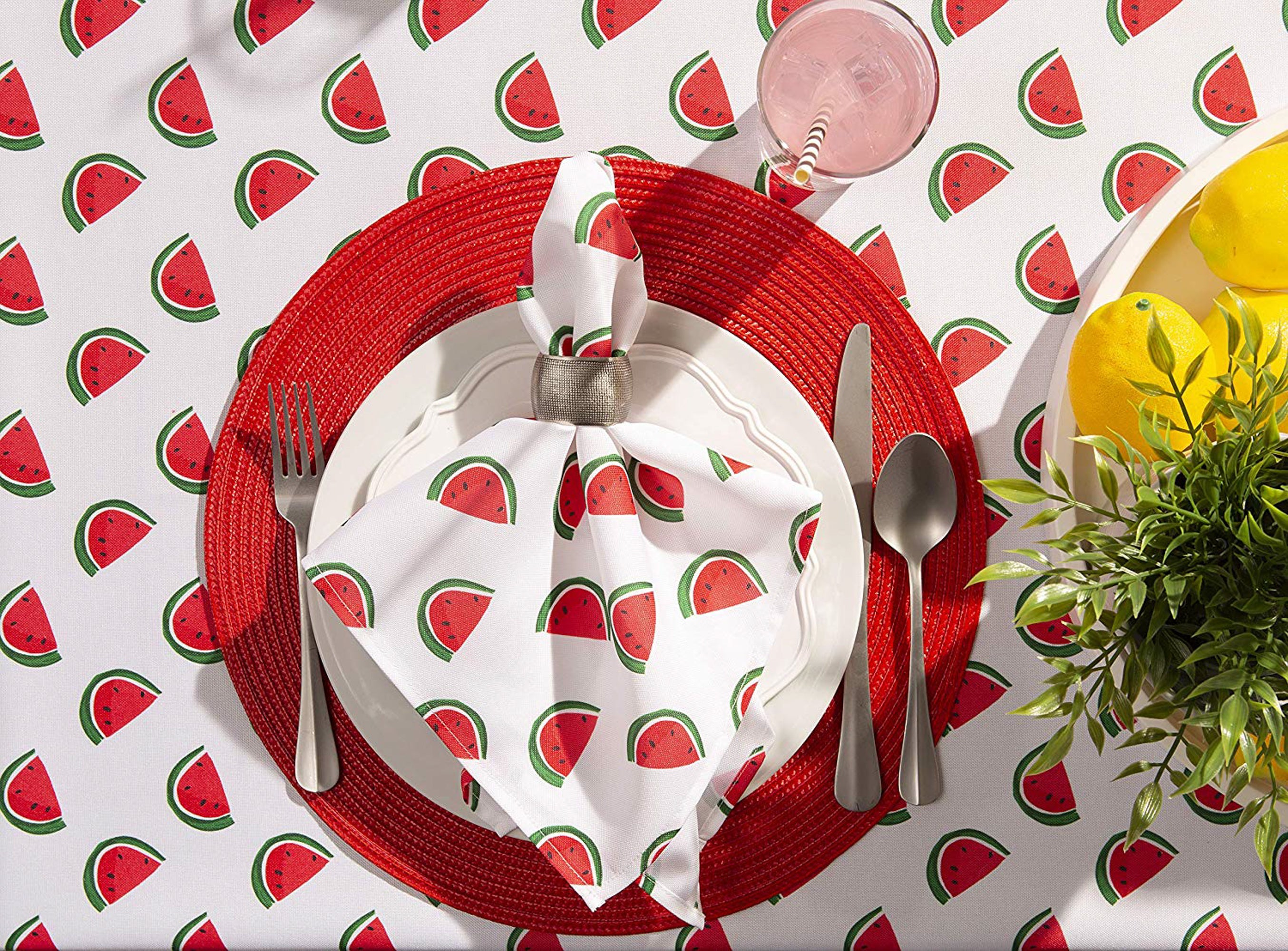 Watermelon Print Outdoor Tablecloth With Zipper