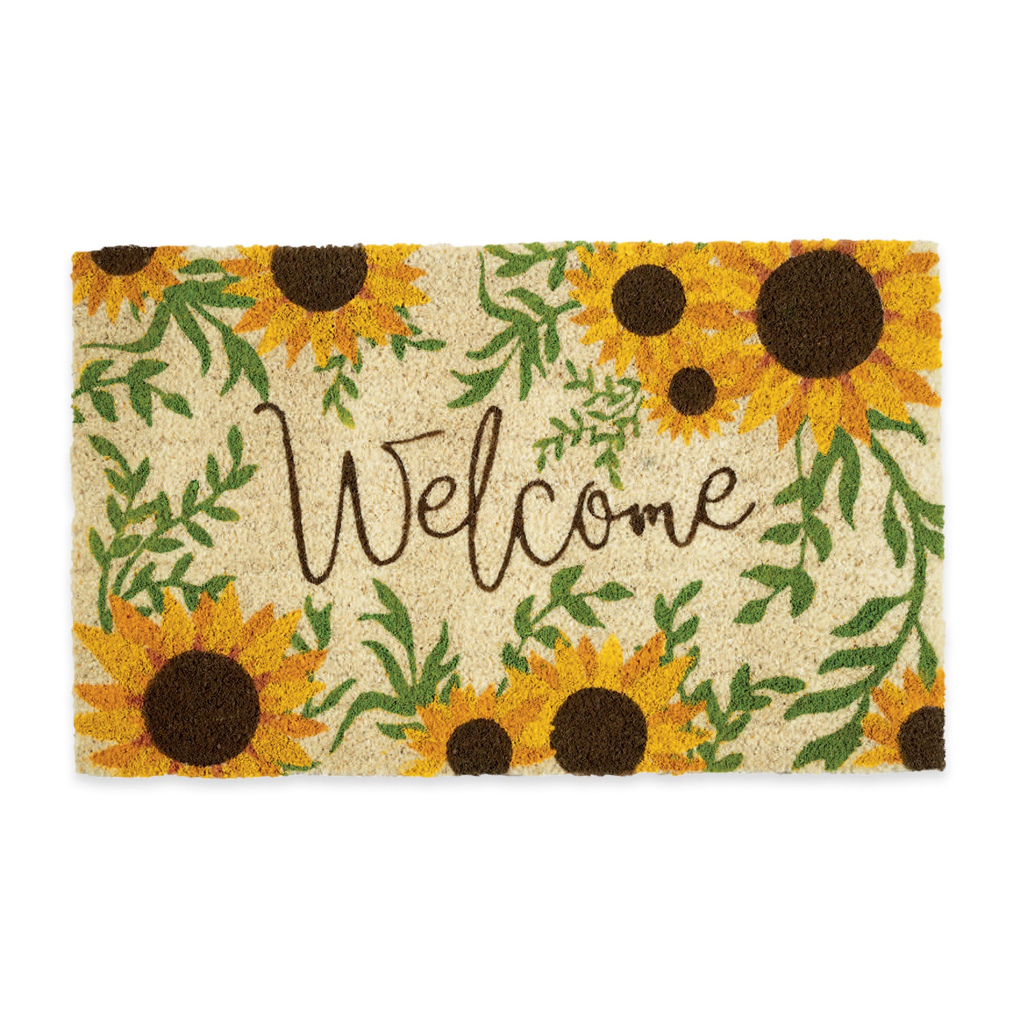 DII Sunflower Welcome Coir Doormat, PVC-Backed