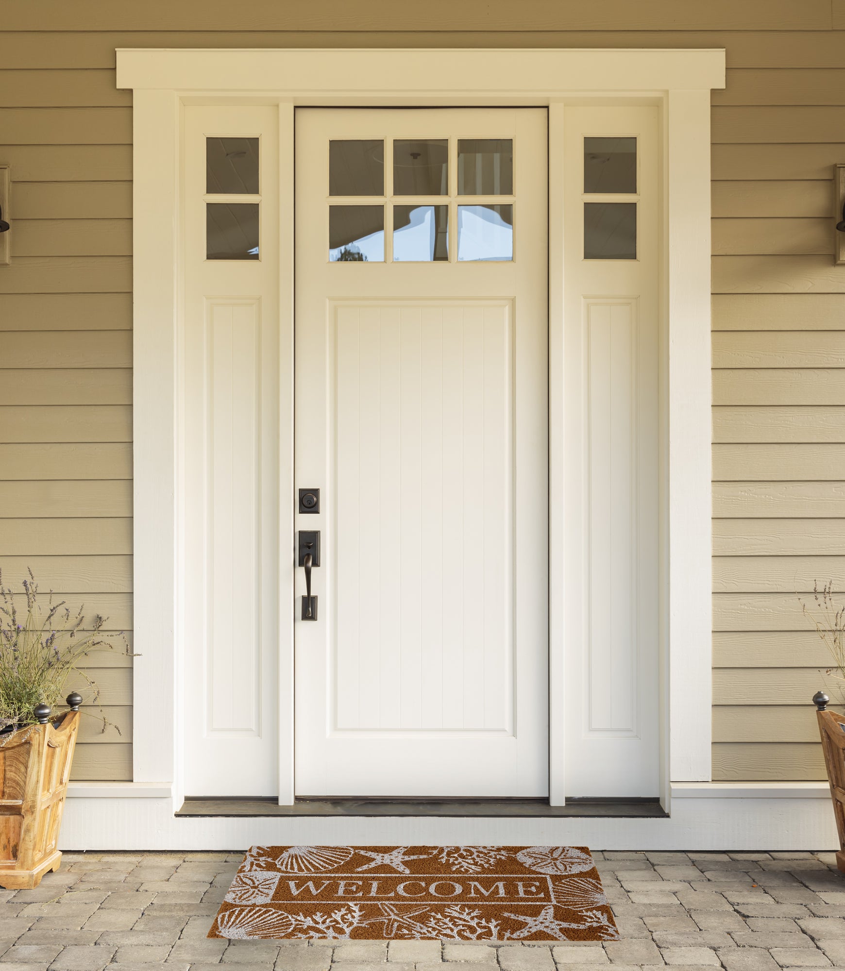 DII Welcome Seashells Coir Doormat, Non-Slip PVC Backing