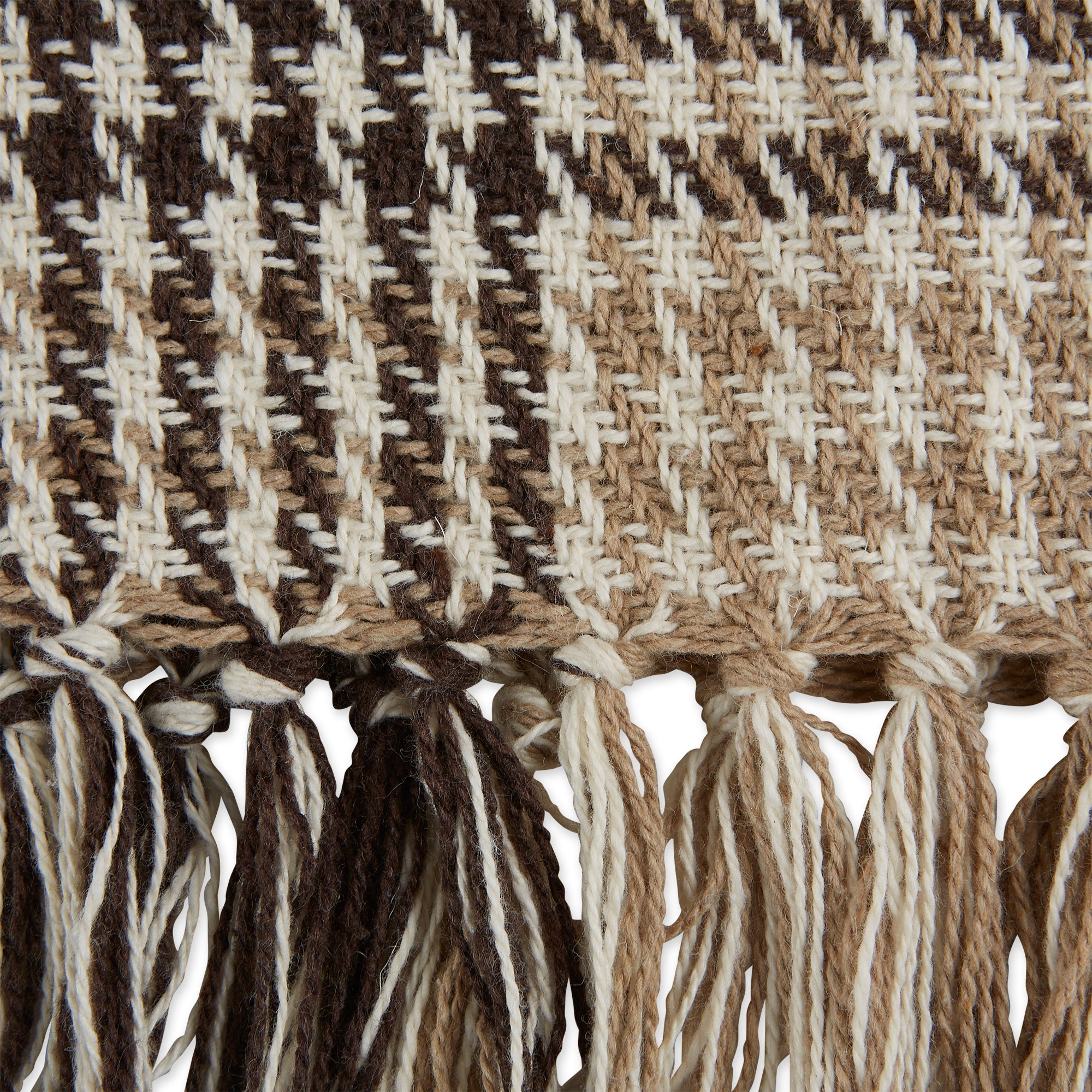 Dark Brown & Stone Houndstooth Plaid Throw