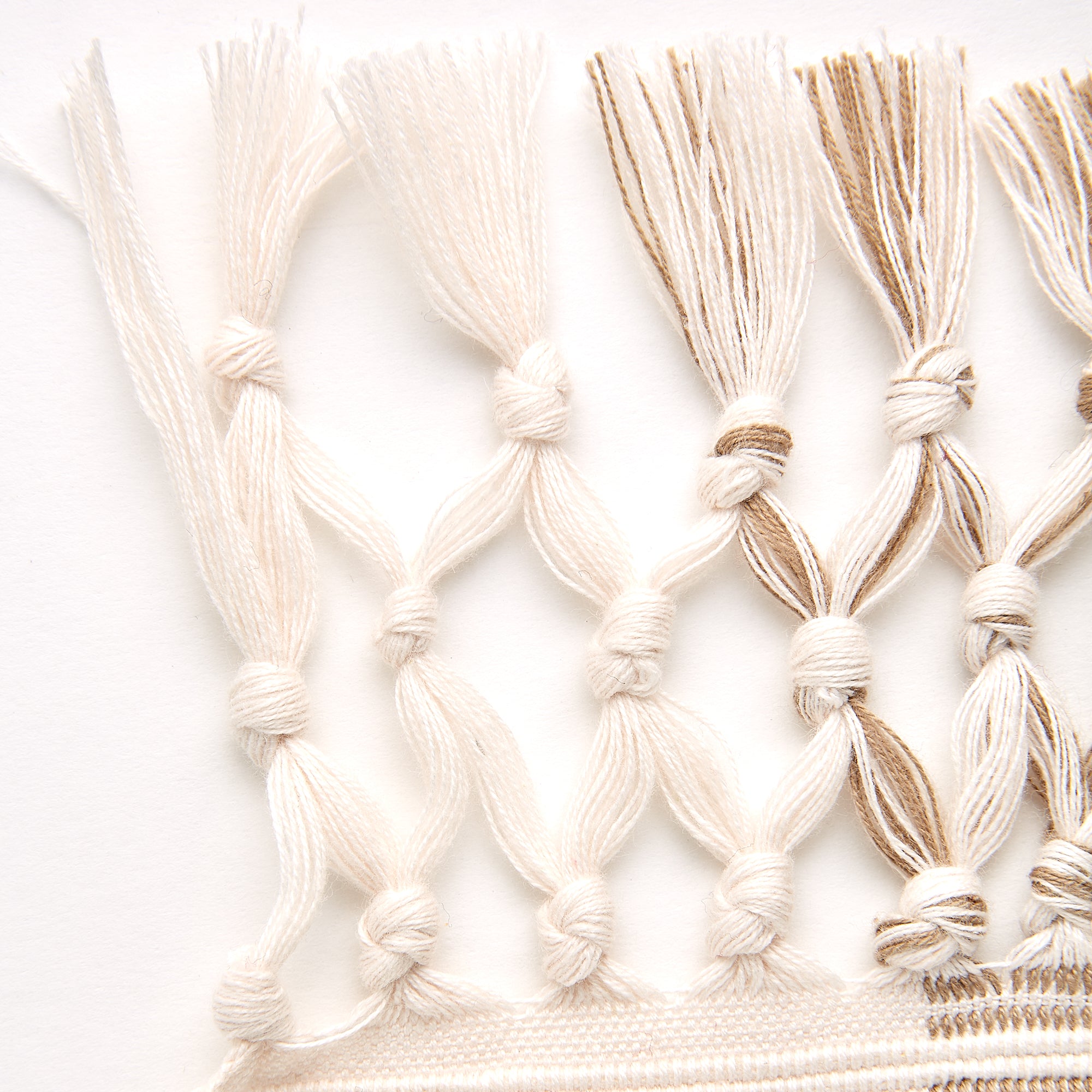 DII Ribbed Dobby Stripe Cotton Table Runner with Knotted Fringe