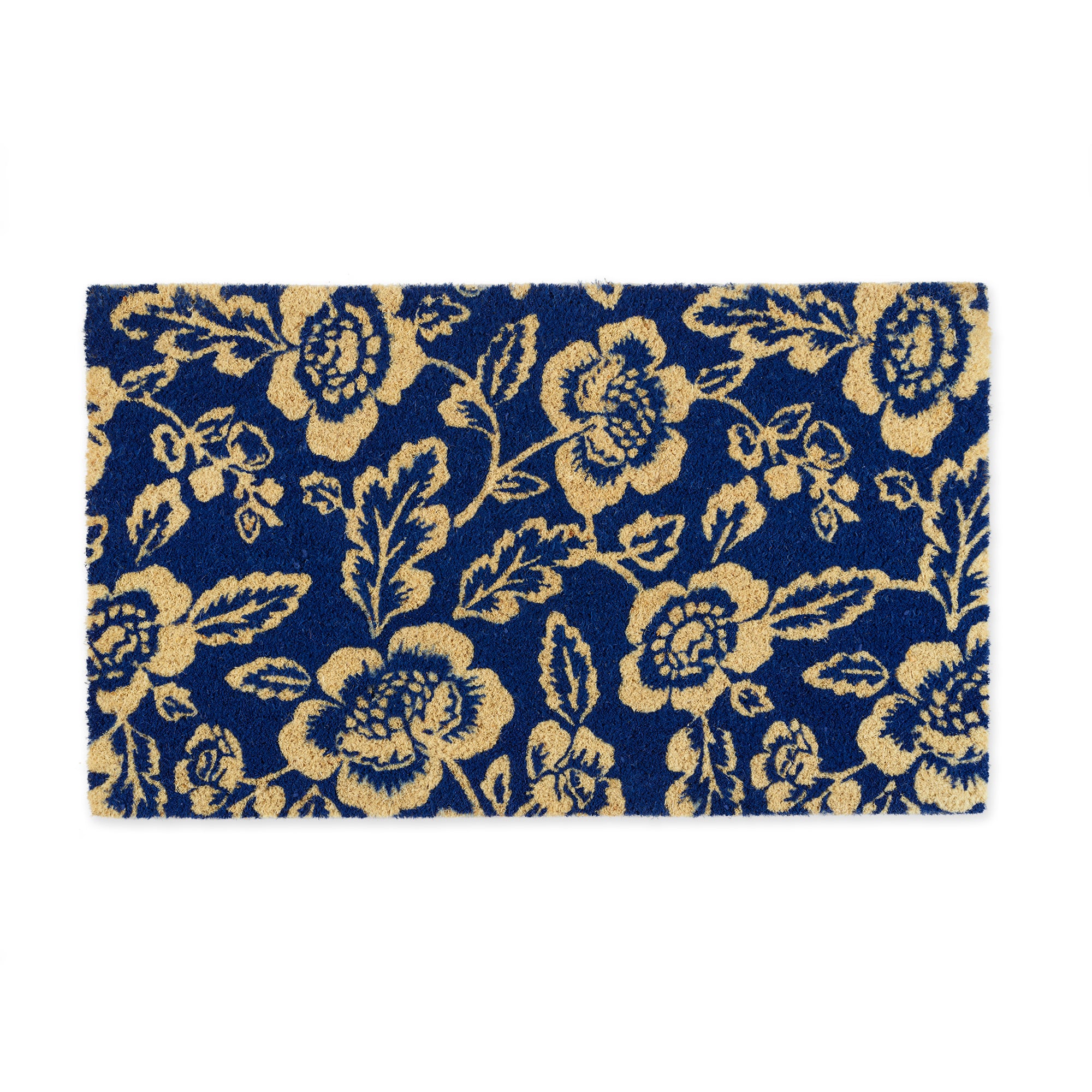 DII Blue Peonies Doormat, Non-Slip PVC Backing