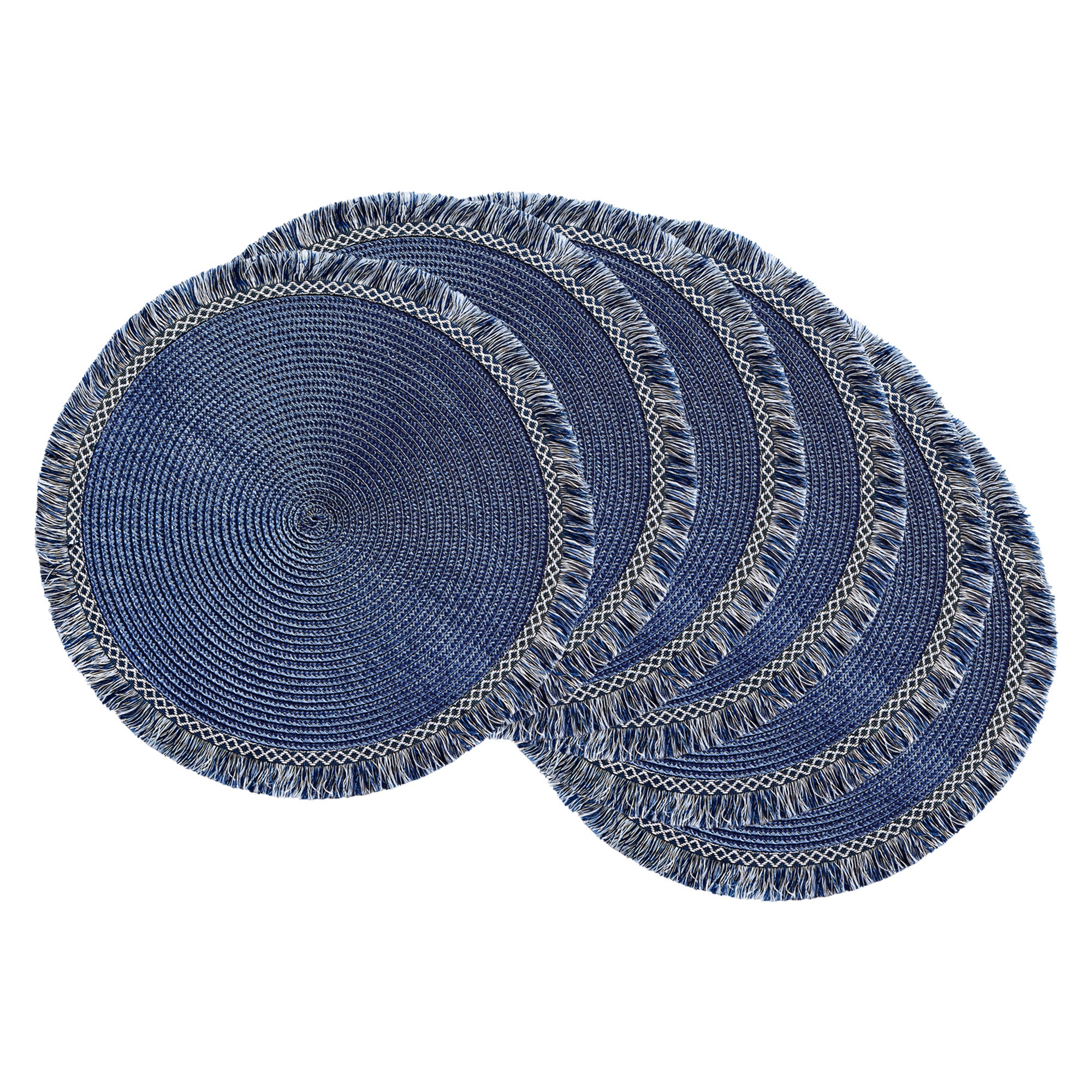 DII Round Fringed Polypropylene Placemat 6-Piece Set
