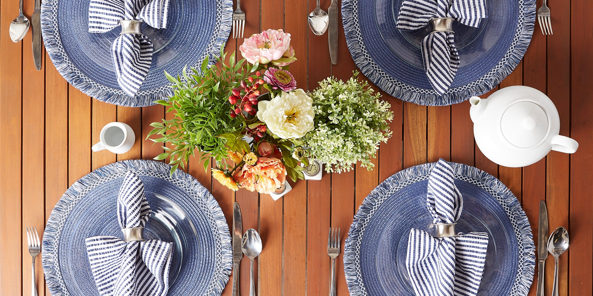 DII Round Fringed Polypropylene Placemat 6-Piece Set
