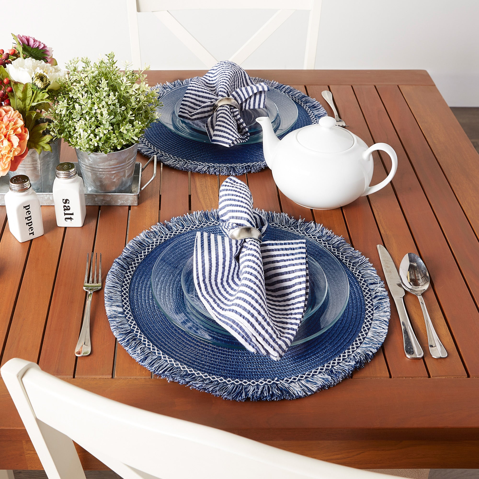 DII Round Fringed Polypropylene Placemat 6-Piece Set