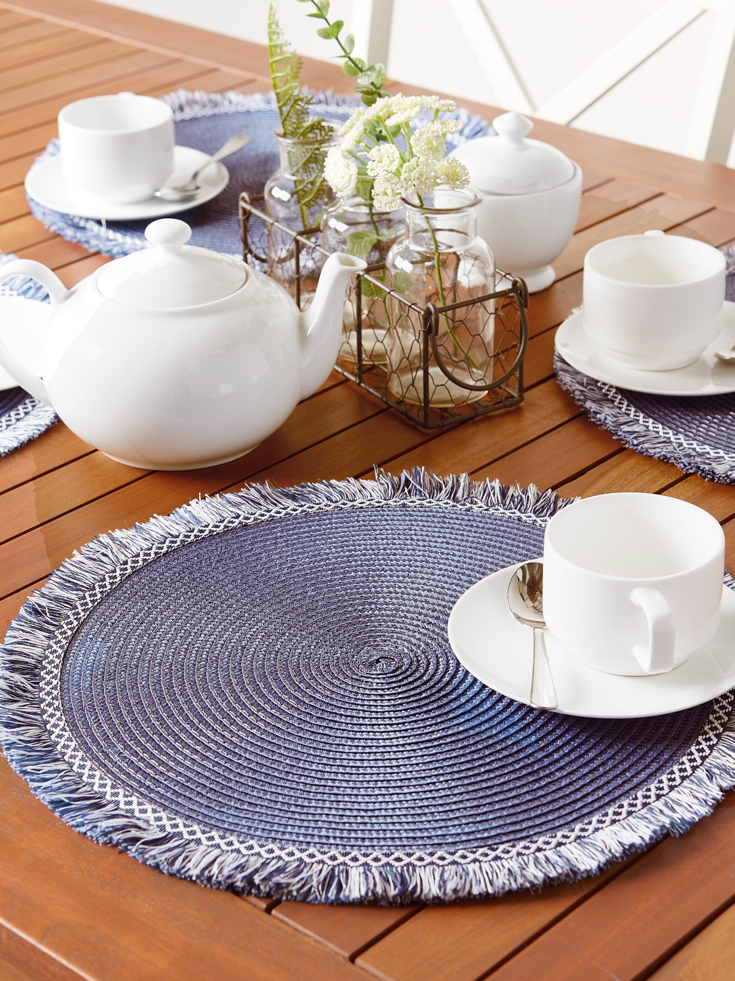 DII Round Fringed Polypropylene Placemat 6-Piece Set