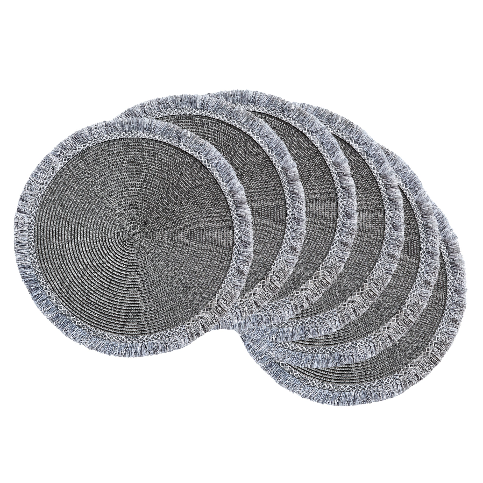 DII Round Fringed Polypropylene Placemat 6-Piece Set