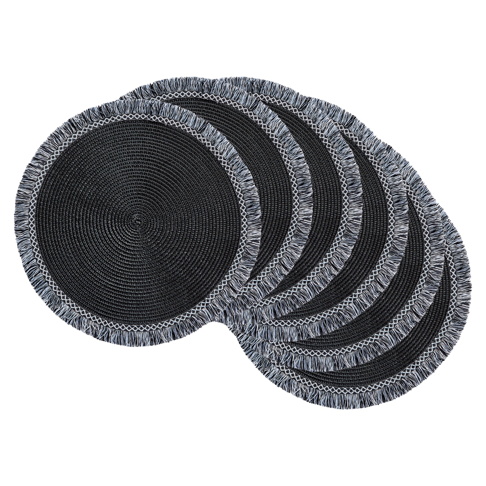 DII Round Fringed Polypropylene Placemat 6-Piece Set