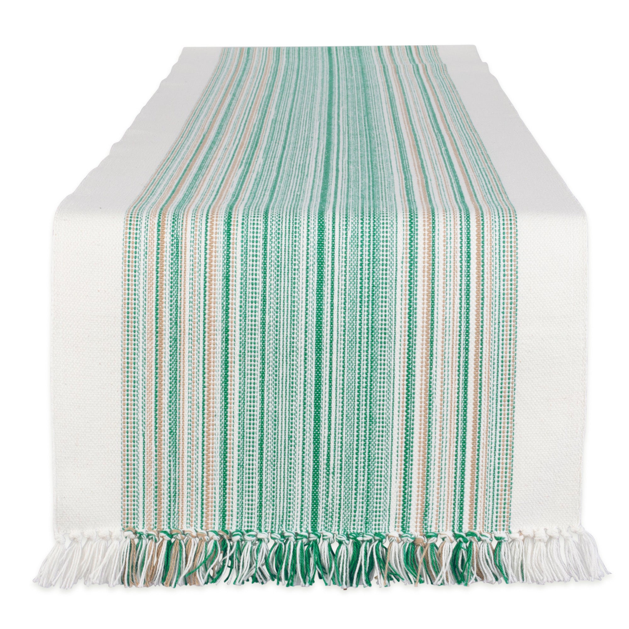 DII Striped Fringe Ribbed Cotton Table Runner
