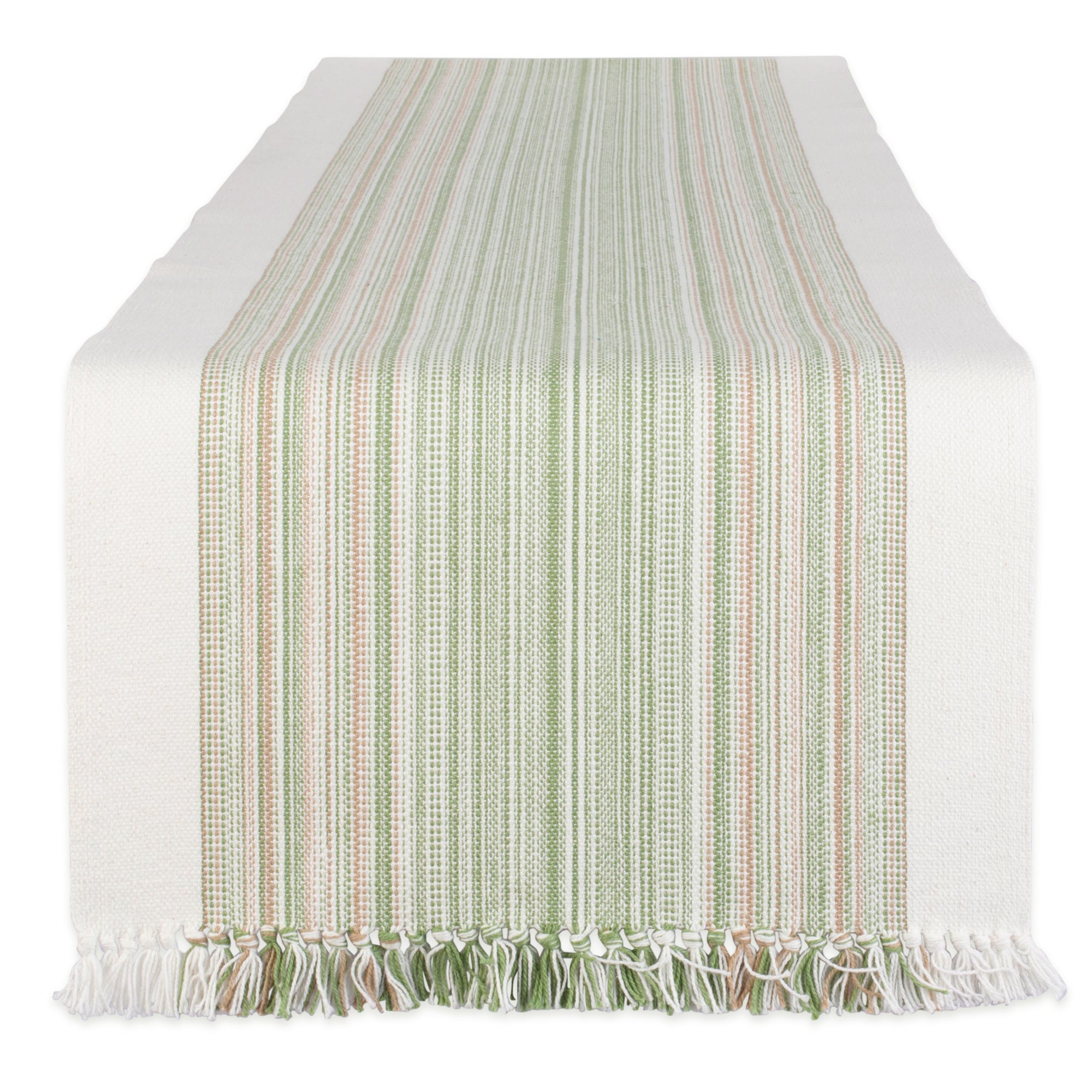 DII Striped Fringe Ribbed Cotton Table Runner