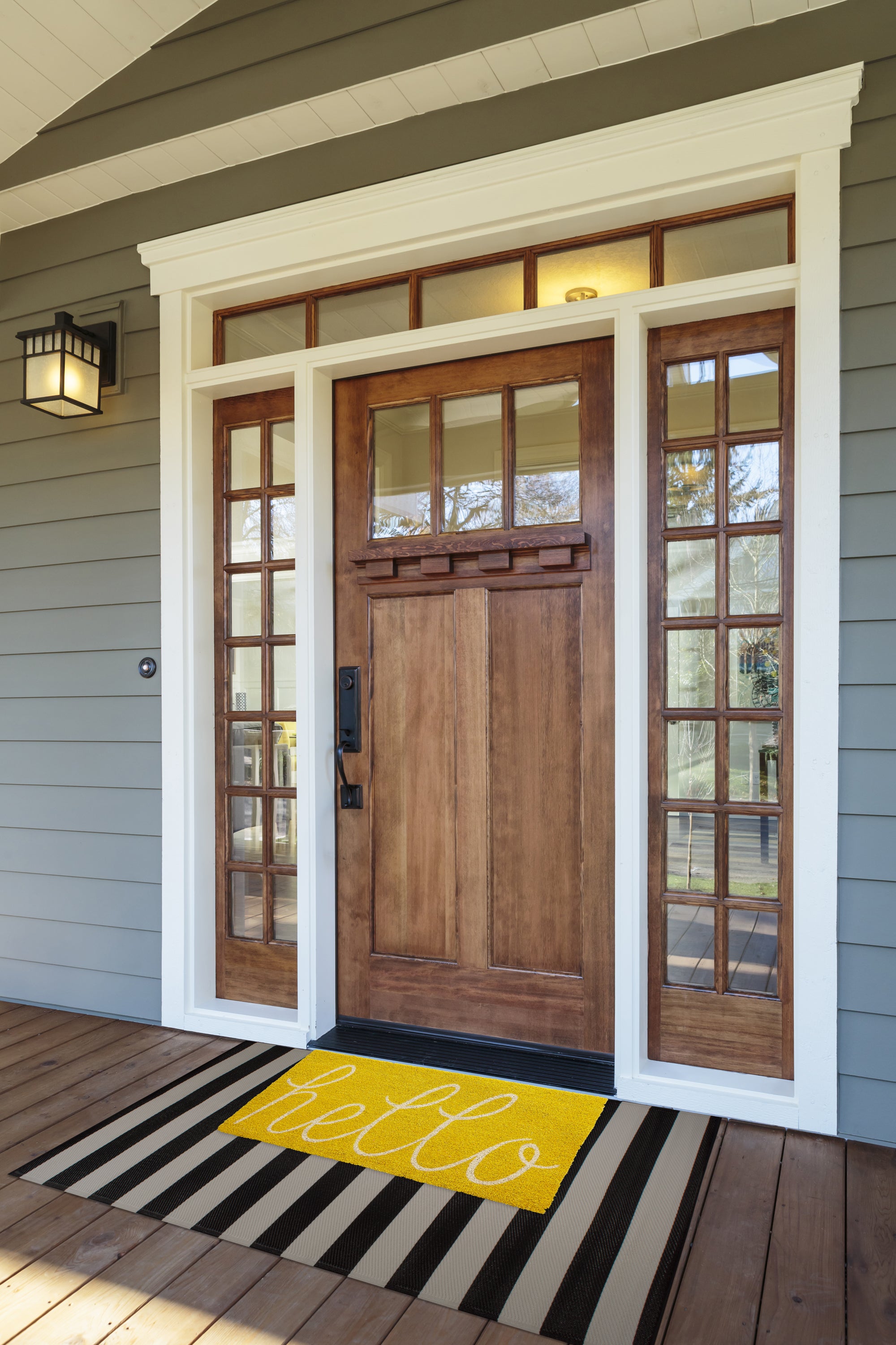DII Hello Coir PVC-Backed Non-Slip Doormat