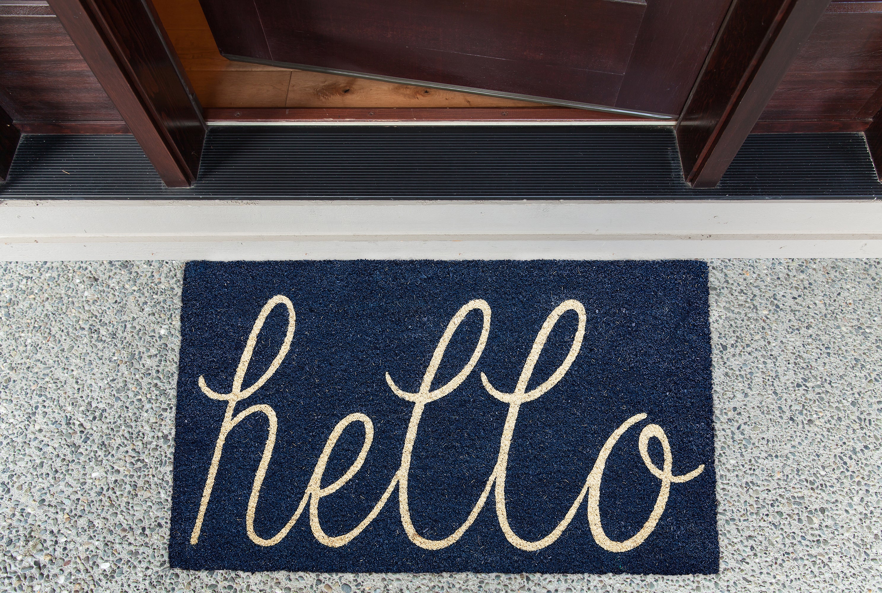 DII Hello Coir PVC-Backed Non-Slip Doormat