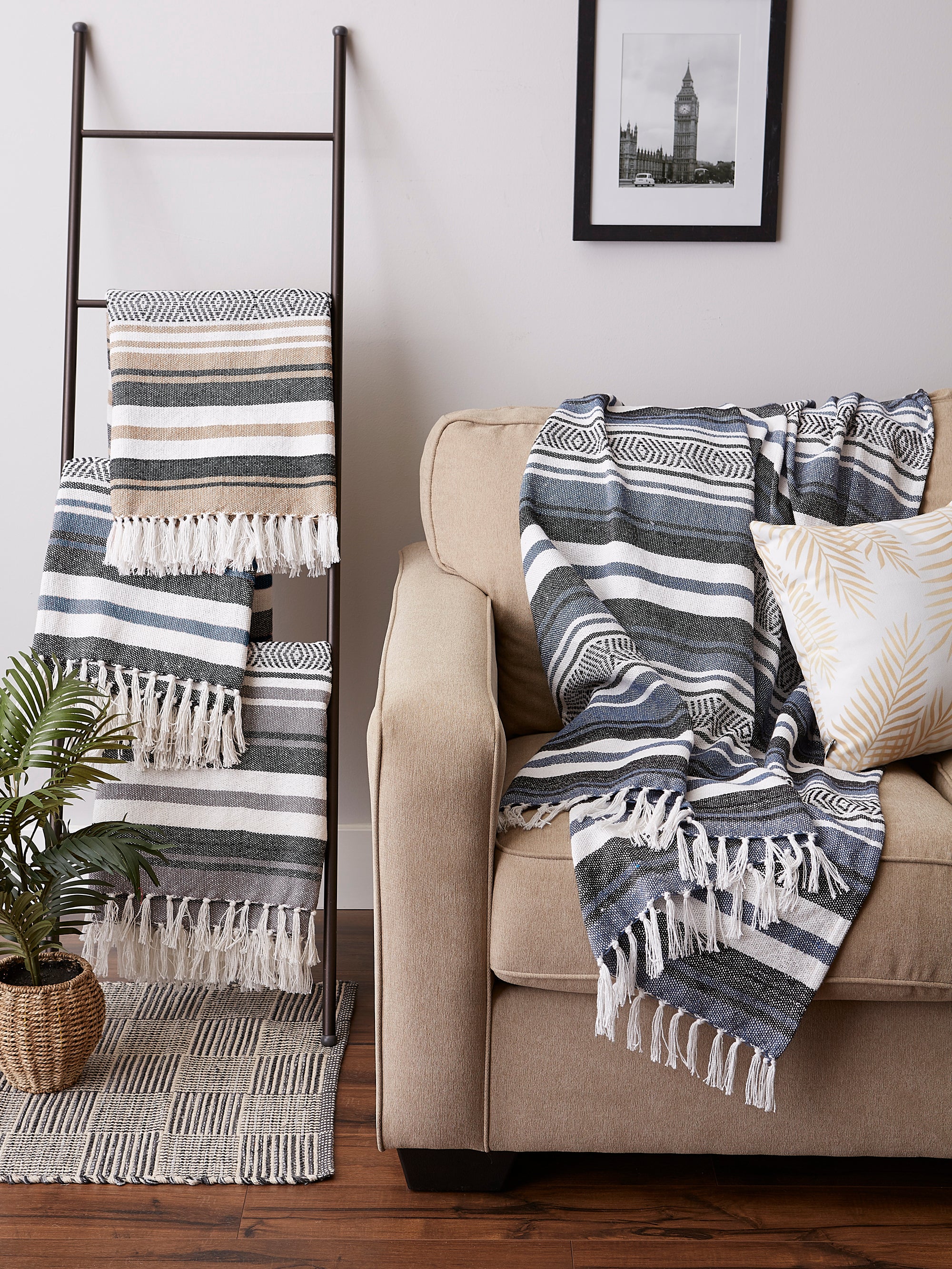 Black Farmhouse Stripe Throw