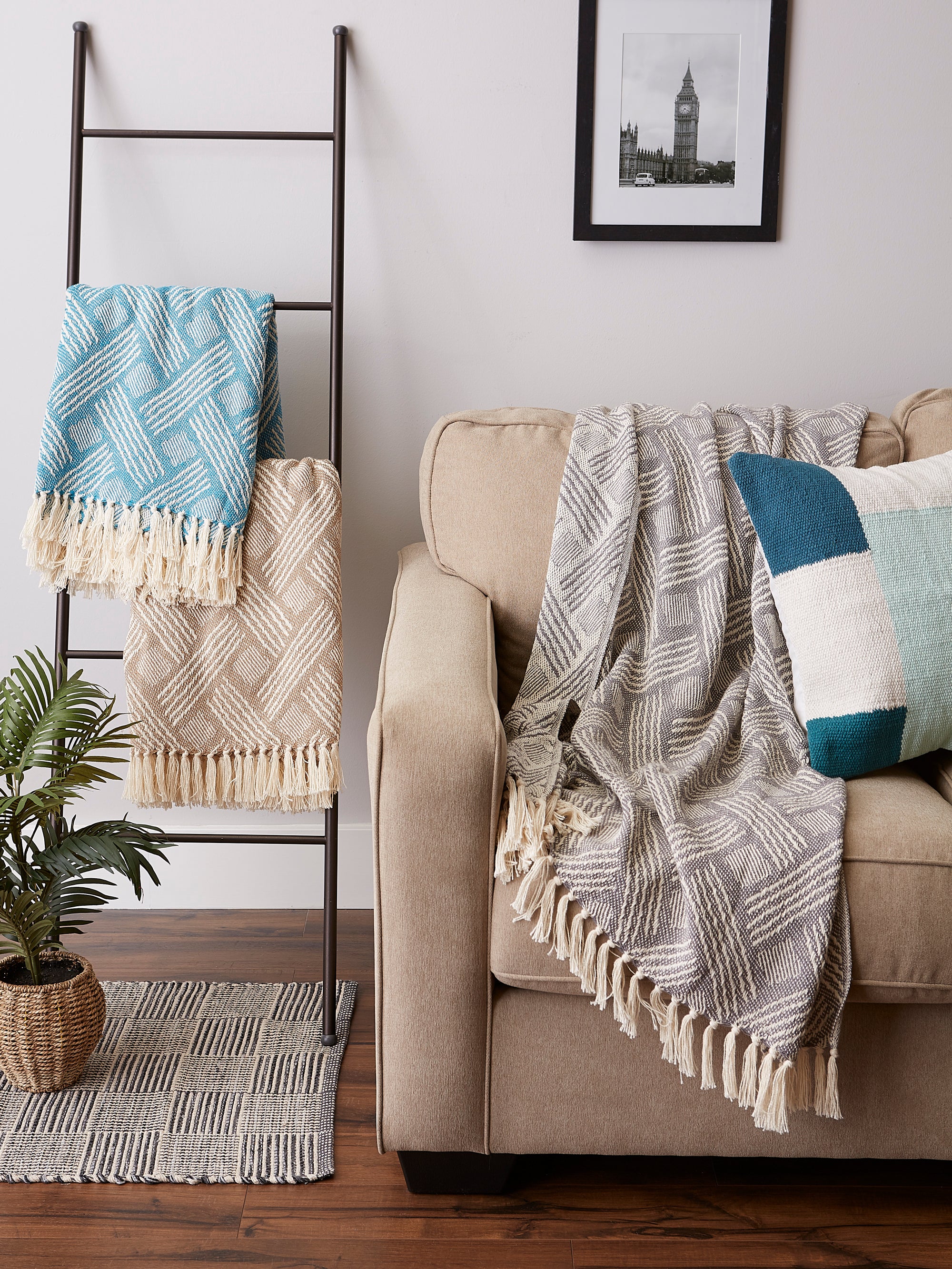 Gray Basketweave Throw
