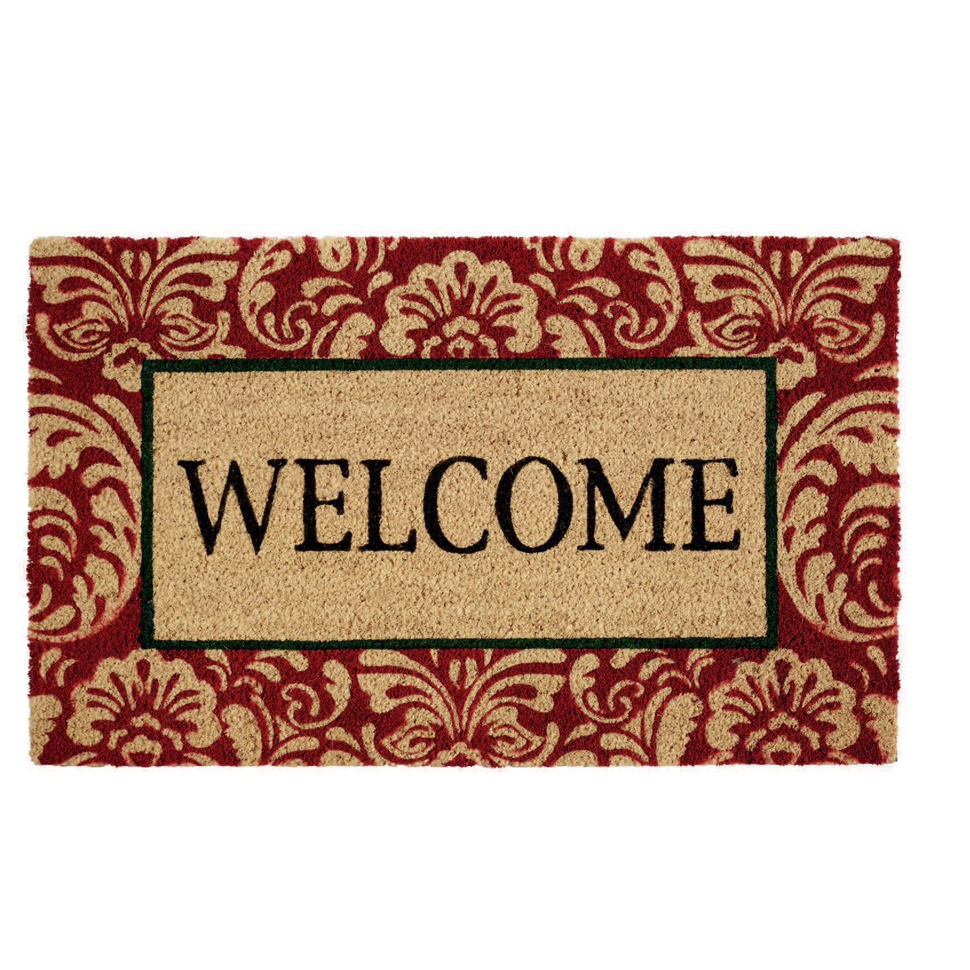 DII Damask Welcome Mat, Non-Slip PVC Backing