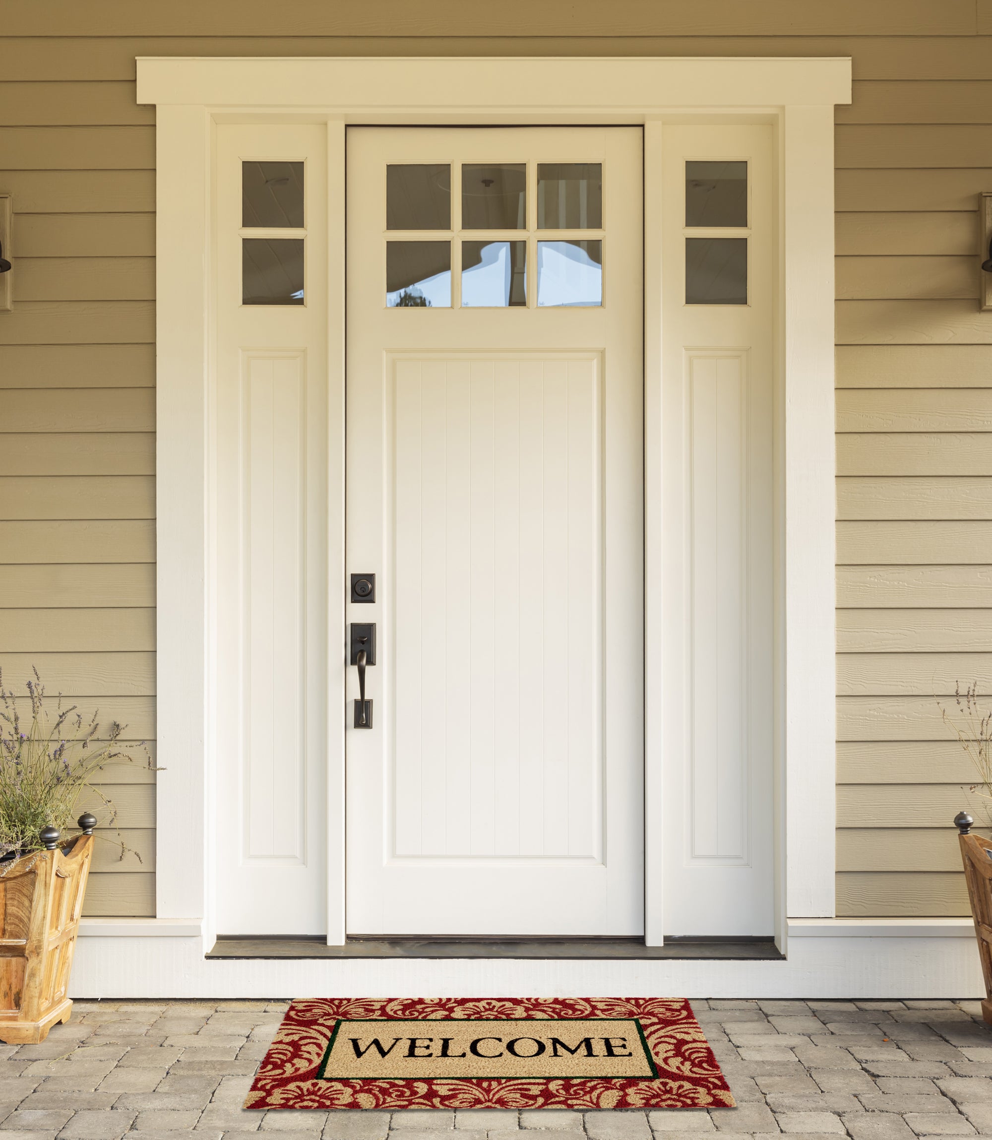 DII Damask Welcome Mat, Non-Slip PVC Backing