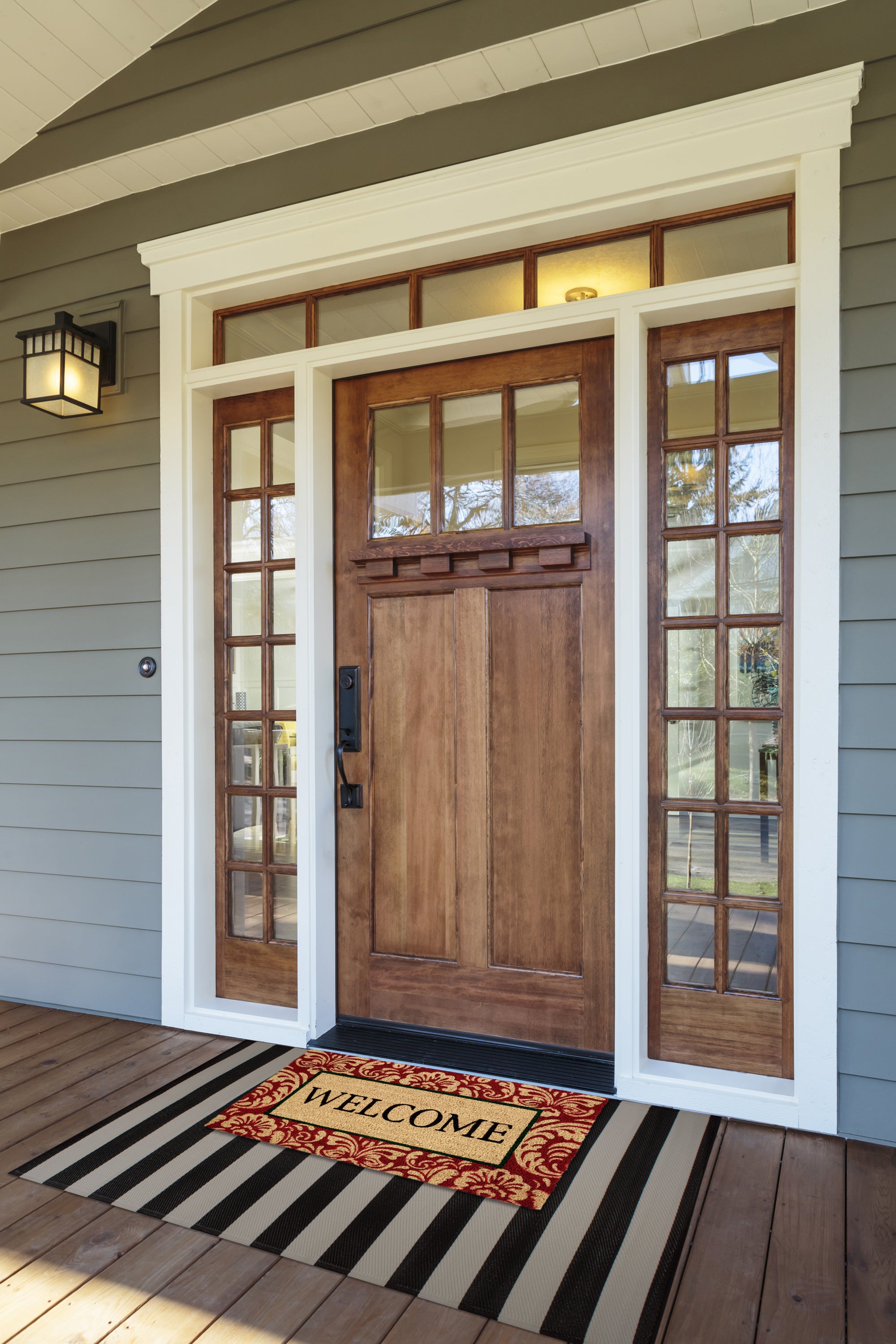 DII Damask Welcome Mat, Non-Slip PVC Backing