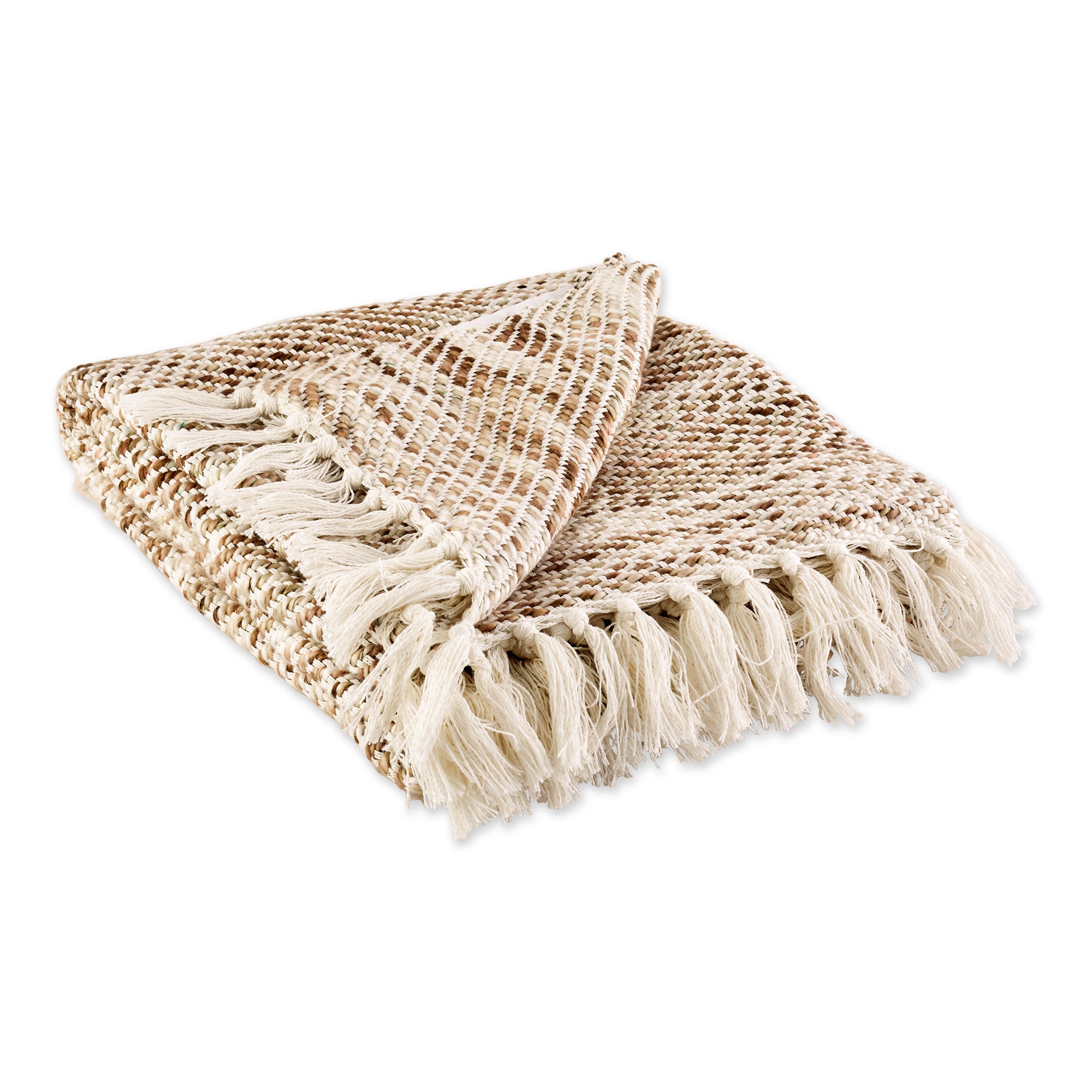 Natural Tone Diagonal Stripe Acrylic Throw