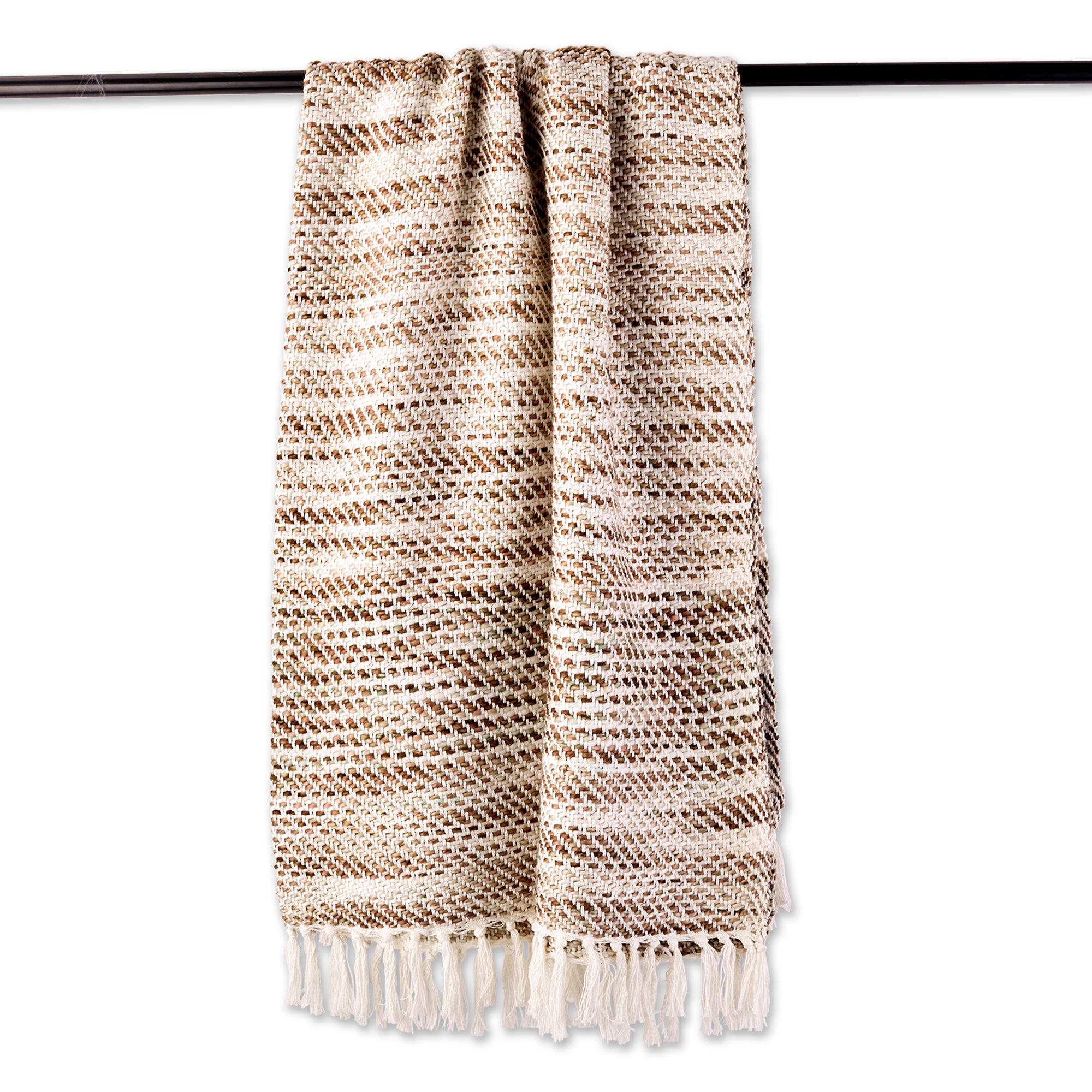 Natural Tone Diagonal Stripe Acrylic Throw