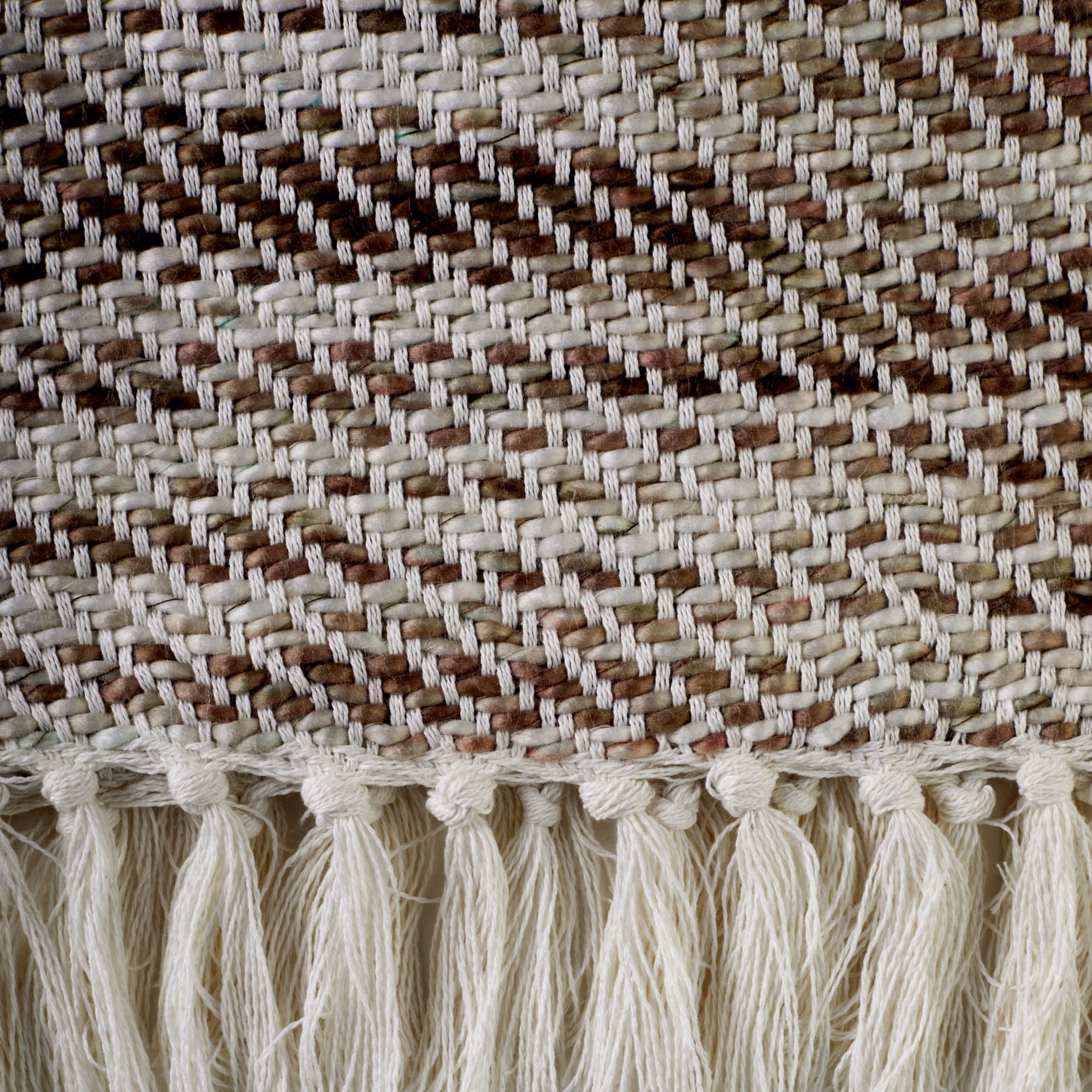 Natural Tone Diagonal Stripe Acrylic Throw