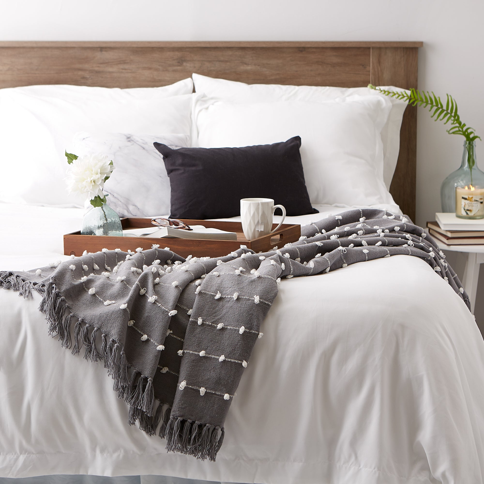 Gray Woven Loop Throw
