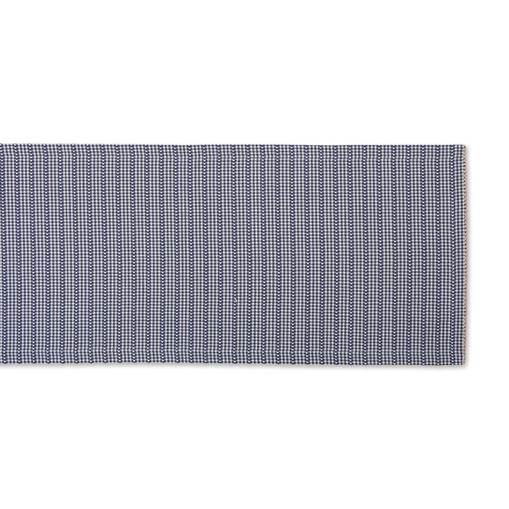 DII French Blue Farmhouse Gingham Cotton Table Runner, 14" x 108"
