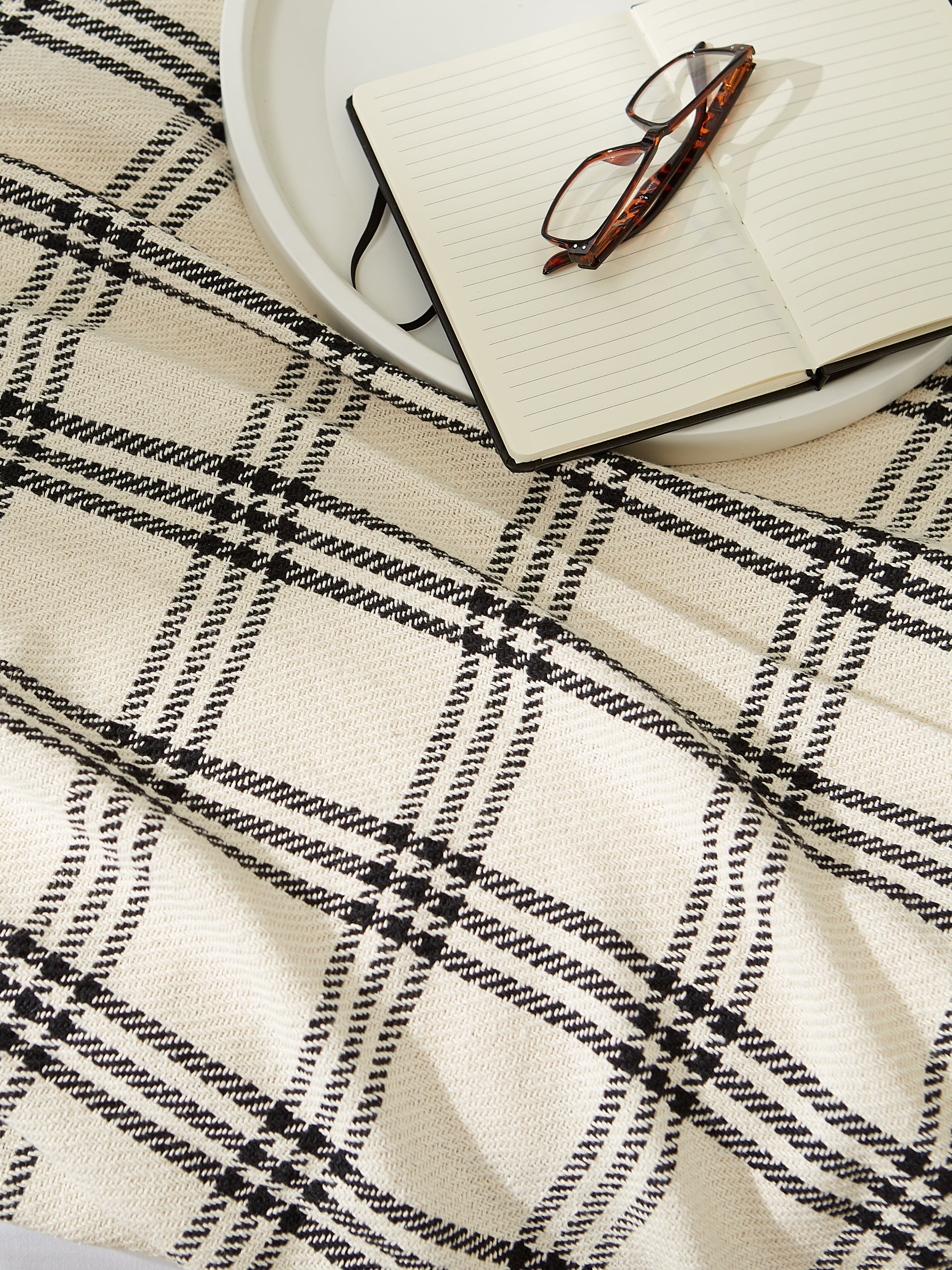 Black Modern Farmhouse Plaid Throw