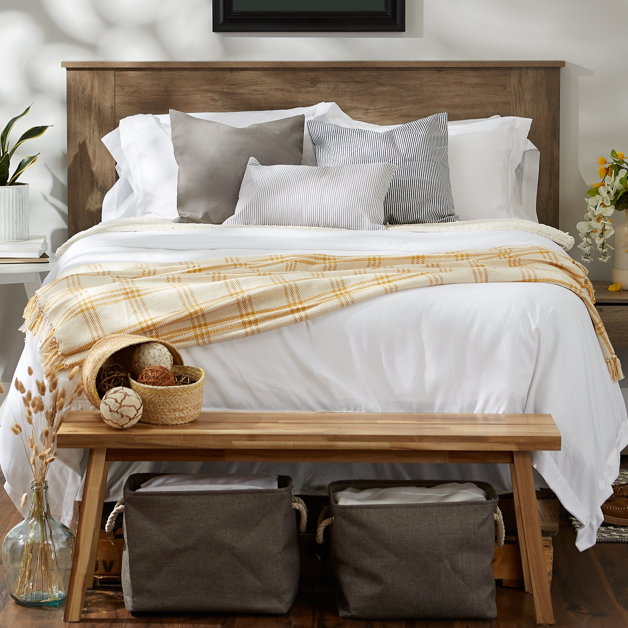 Honey Gold Modern Farmhouse Plaid Throw