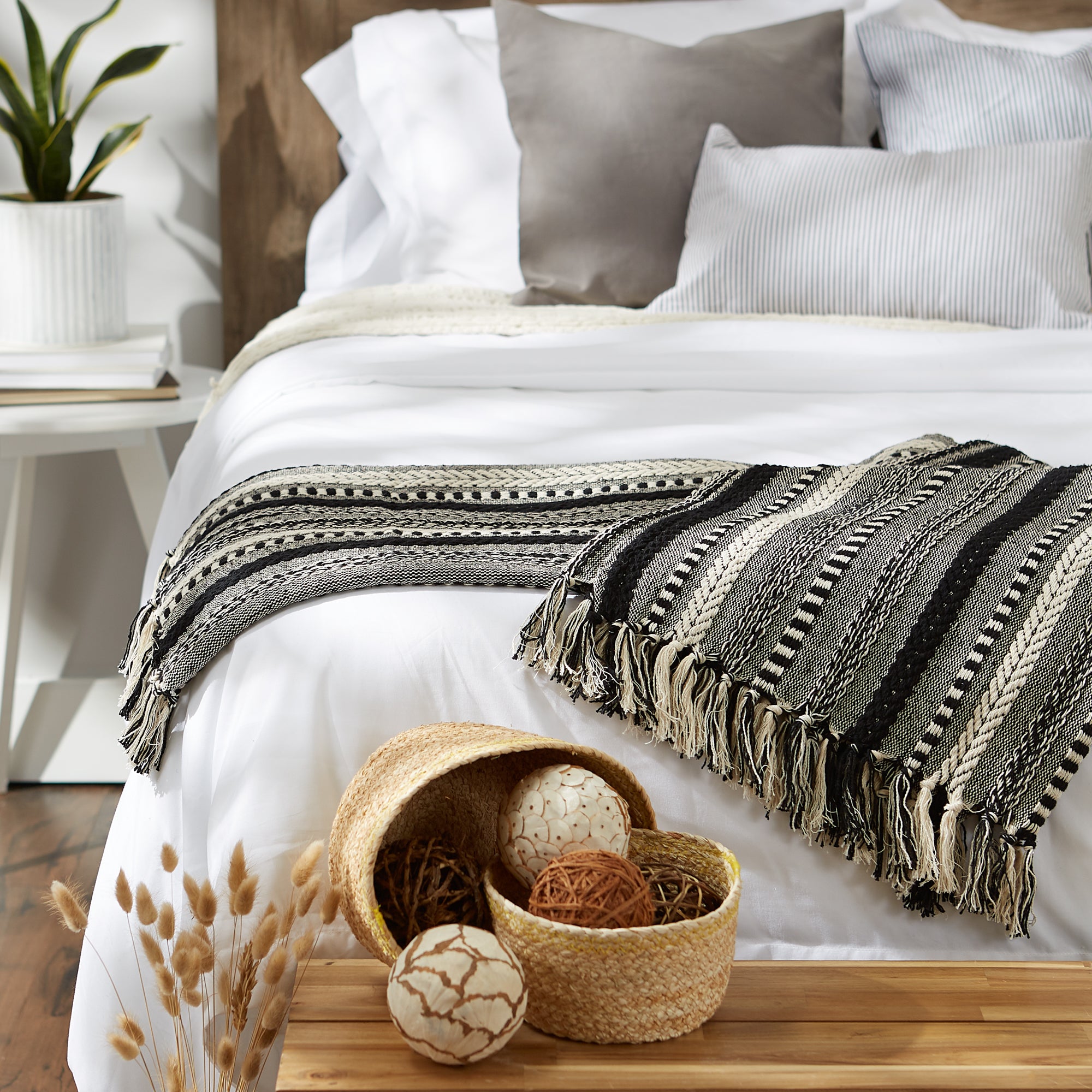 Black Braided Stripe Throw