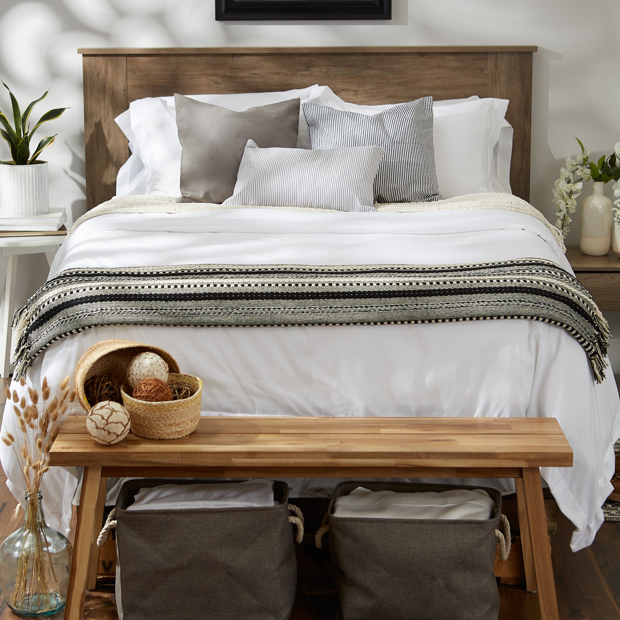 Black Braided Stripe Throw