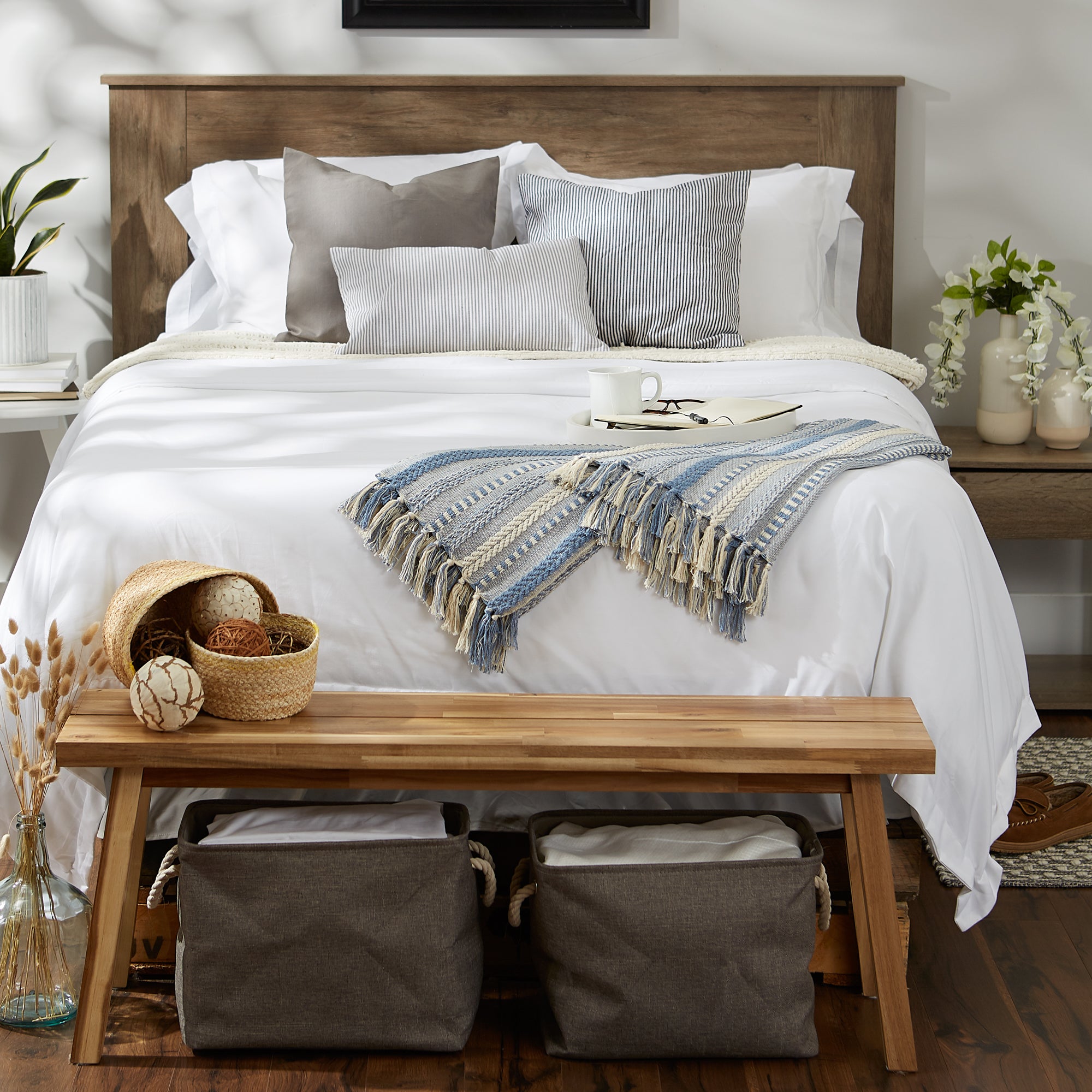Stonewash Blue Braided Stripe Throw