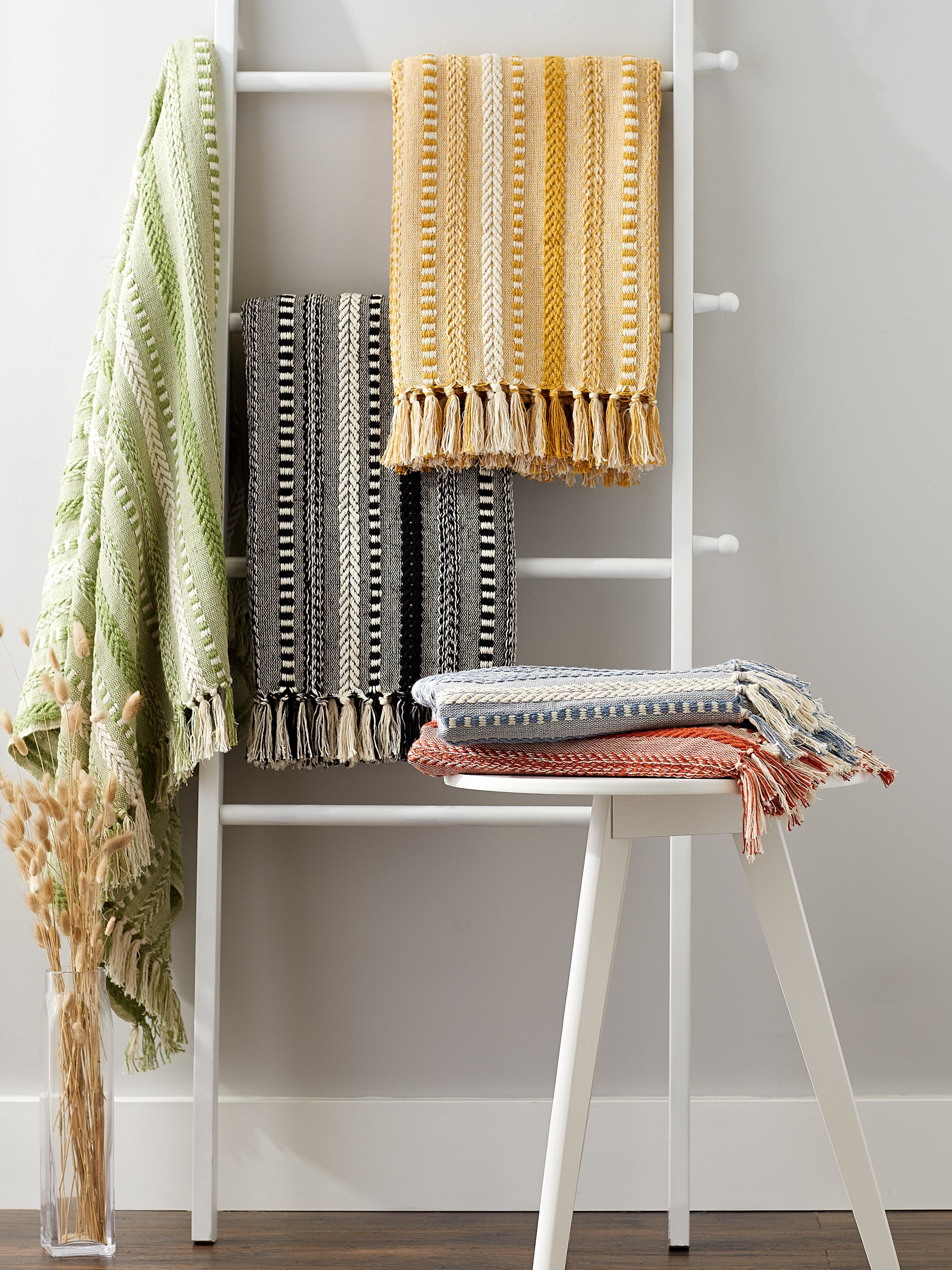 Stonewash Blue Braided Stripe Throw