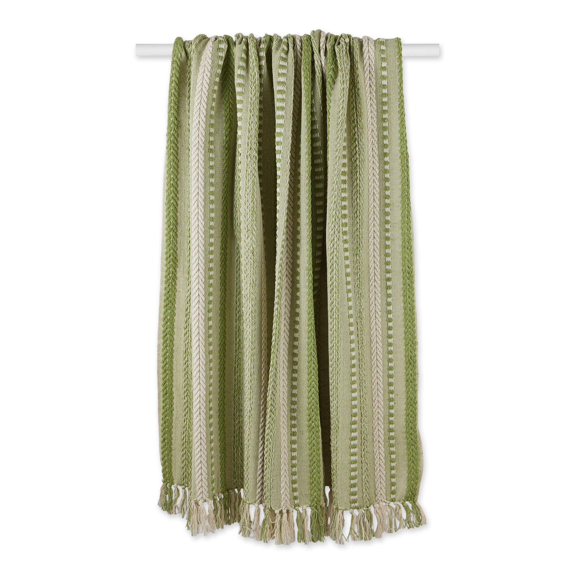 Antique Green Braided Stripe Throw