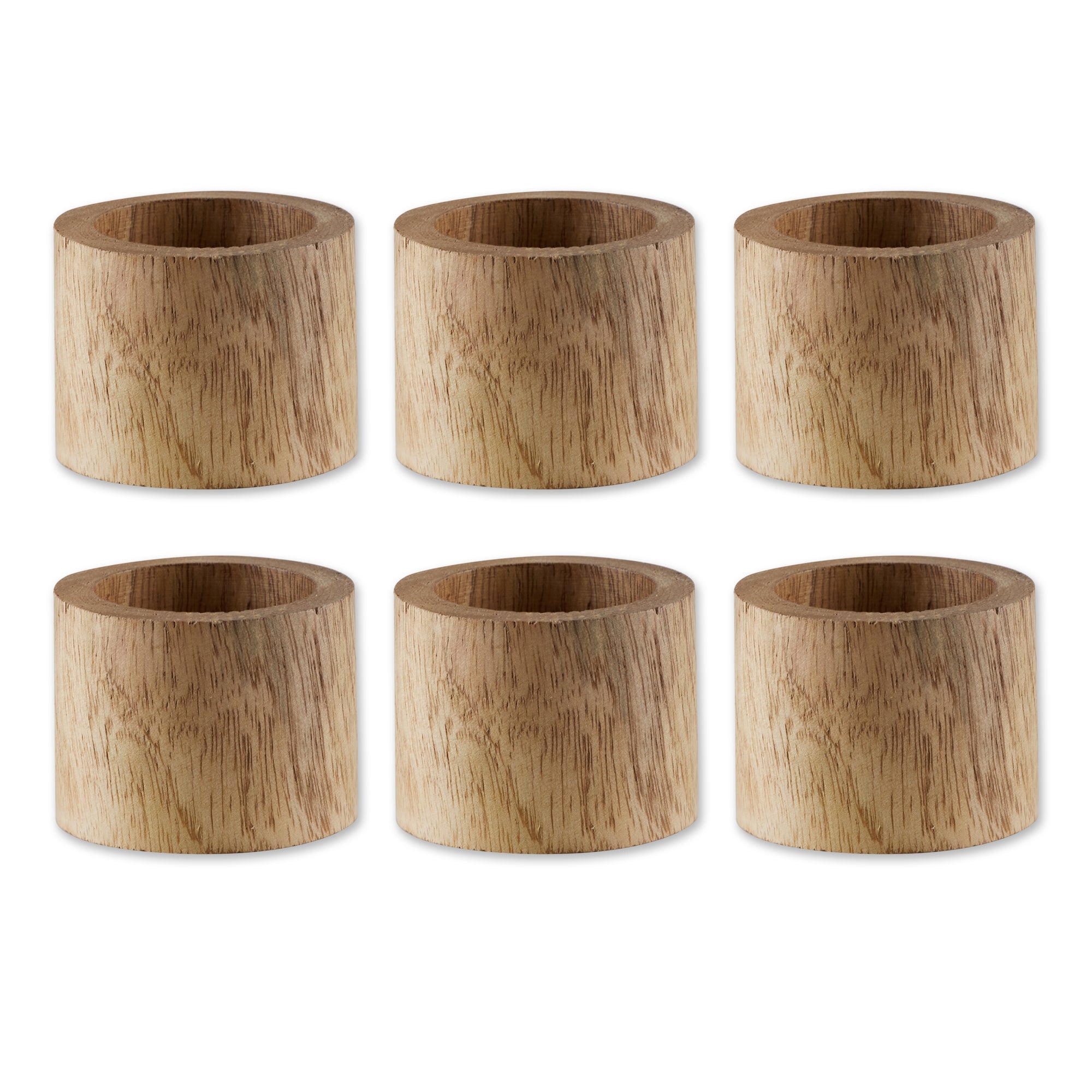 DII Light Finish Mango Wood Band Napkin Ring 6-Piece Set
